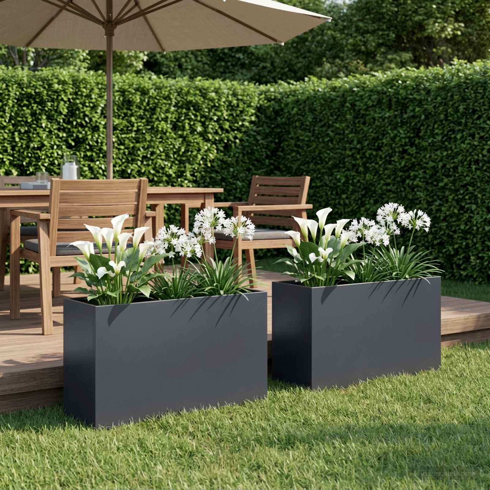 Garten-Pflanzgefäß 2 stk. Anthrazit 80 x 30 x 50 cm