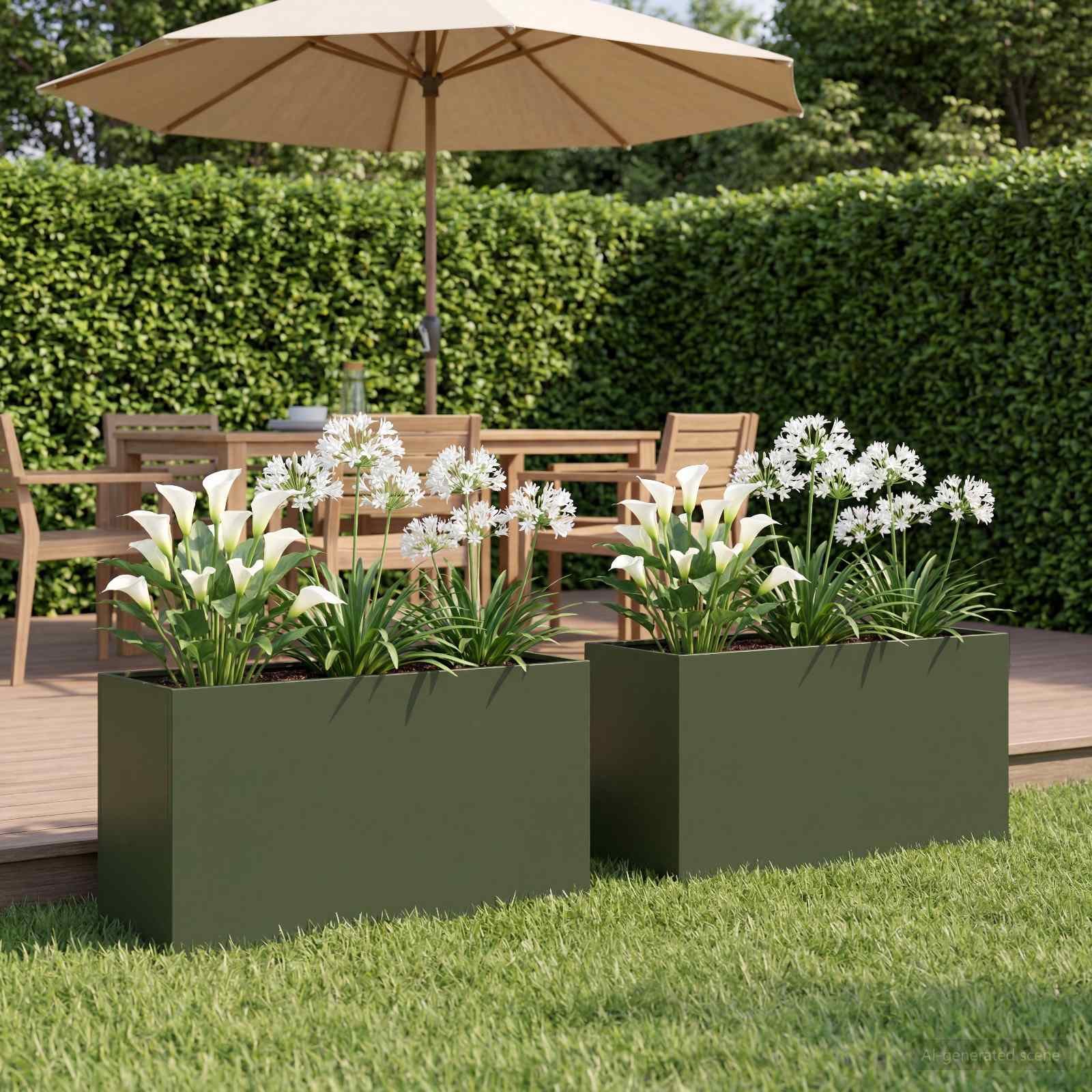 Garten-Pflanzgefäß 2 stk. Olivgrün 80 x 30 x 50 cm