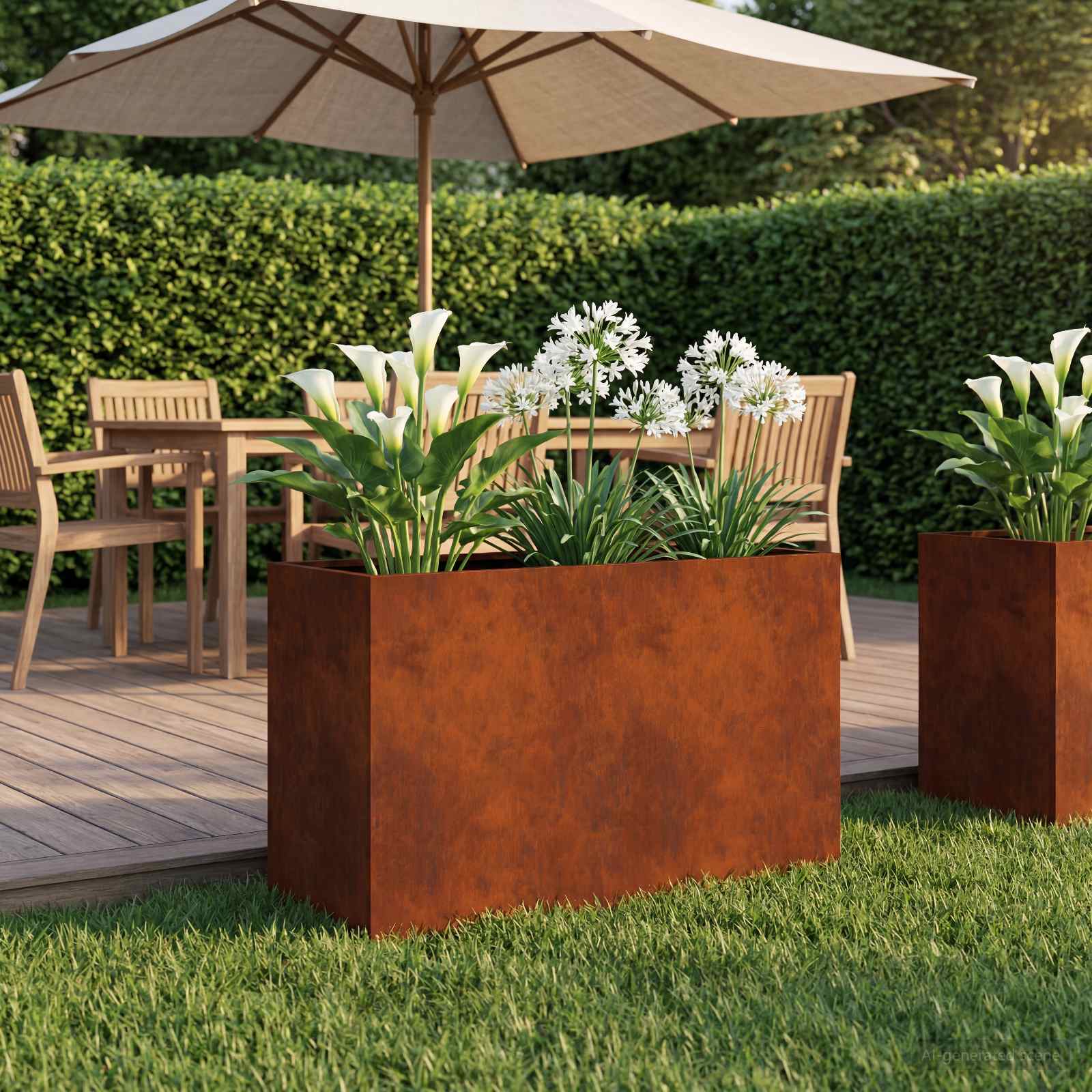 Garten-Pflanzgefäß Rostoptik 80 x 30 x 50 cm Wetterfeststahl