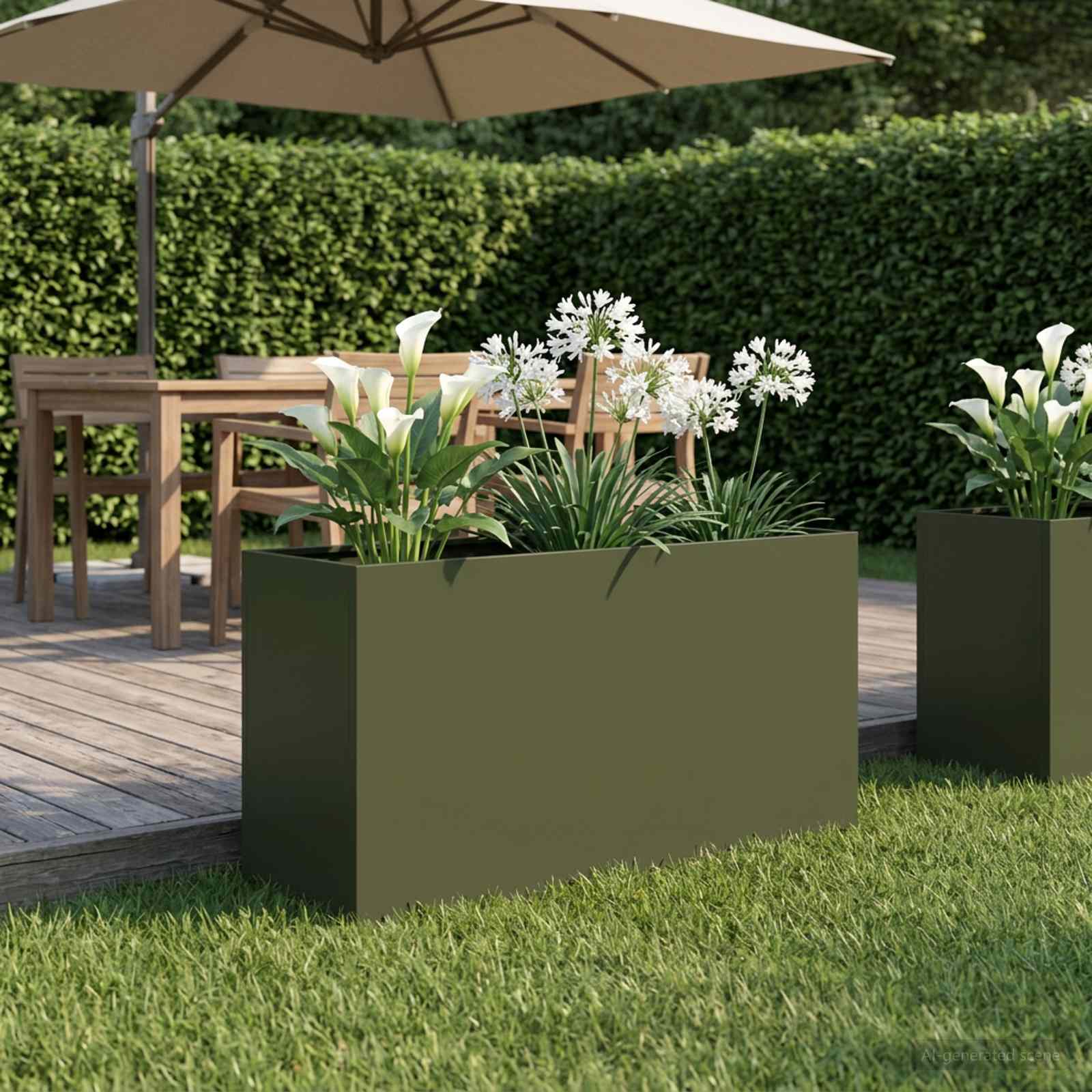 Garten-Pflanzgefäß Olivgrün 100 x 30 x 40 cm