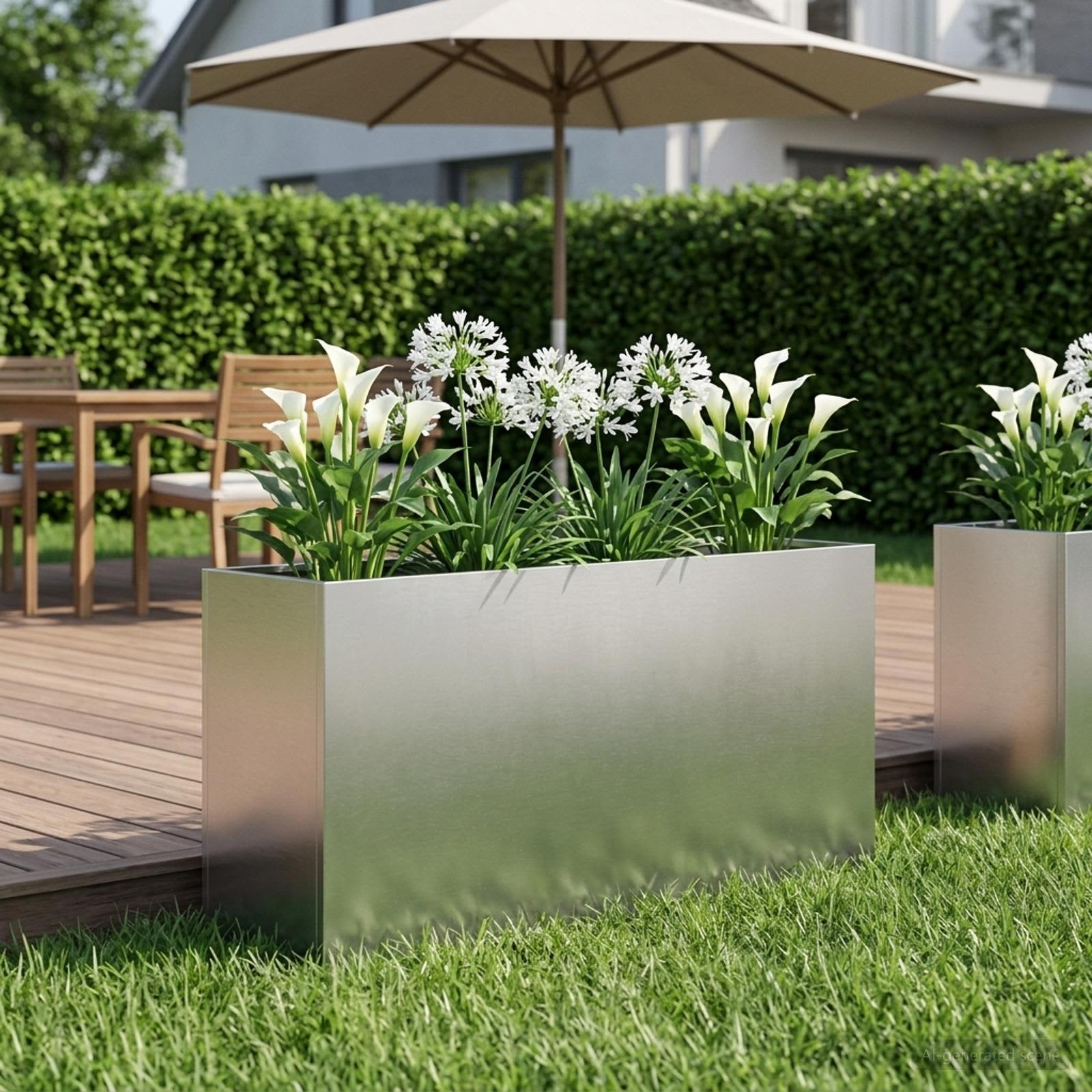 Garten-Pflanzgefäß Silber 100 x 30 x 50 cm Edelstahl