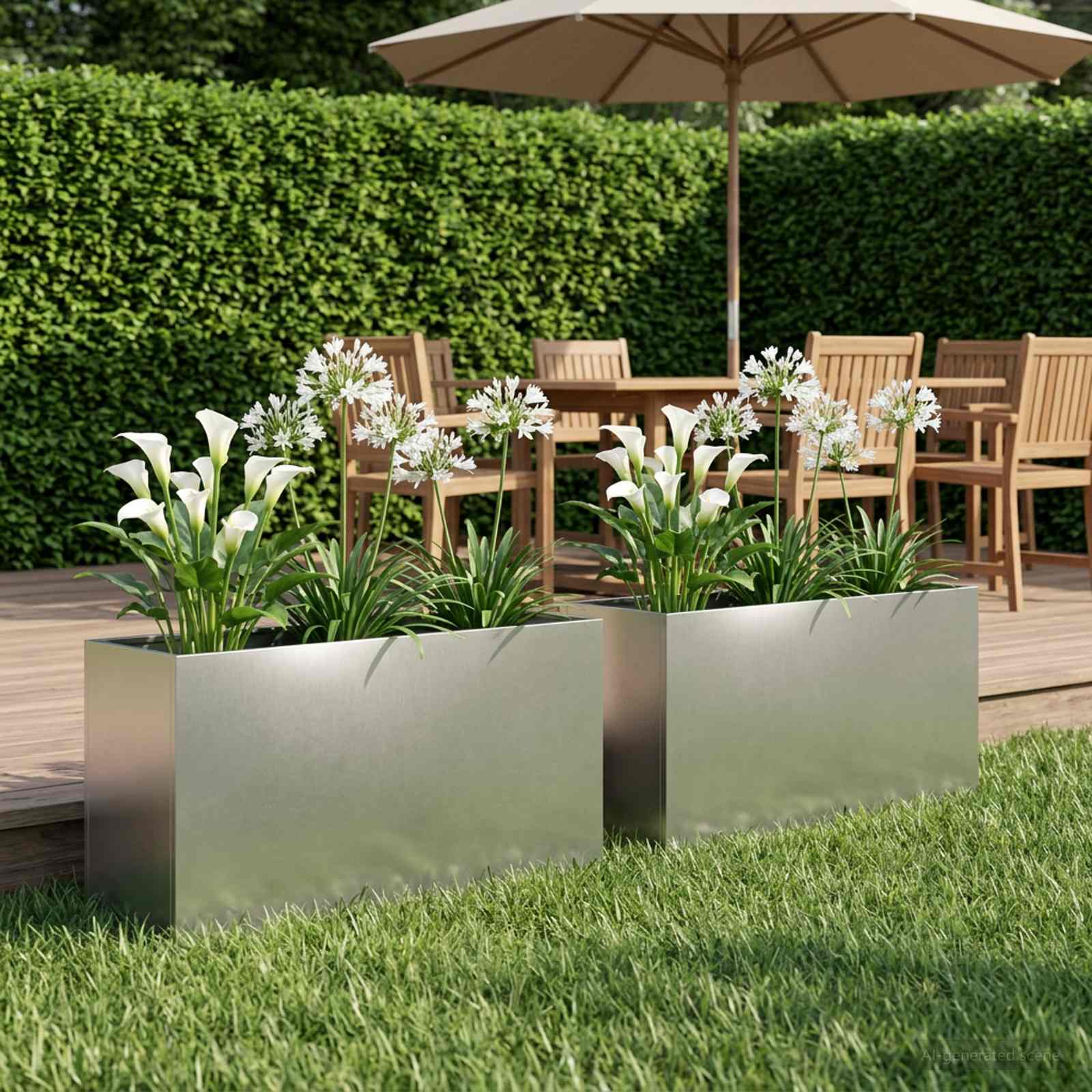 Garten-Pflanzgefäß 2 stk. Silber 100 x 30 x 50 cm Edelstahl