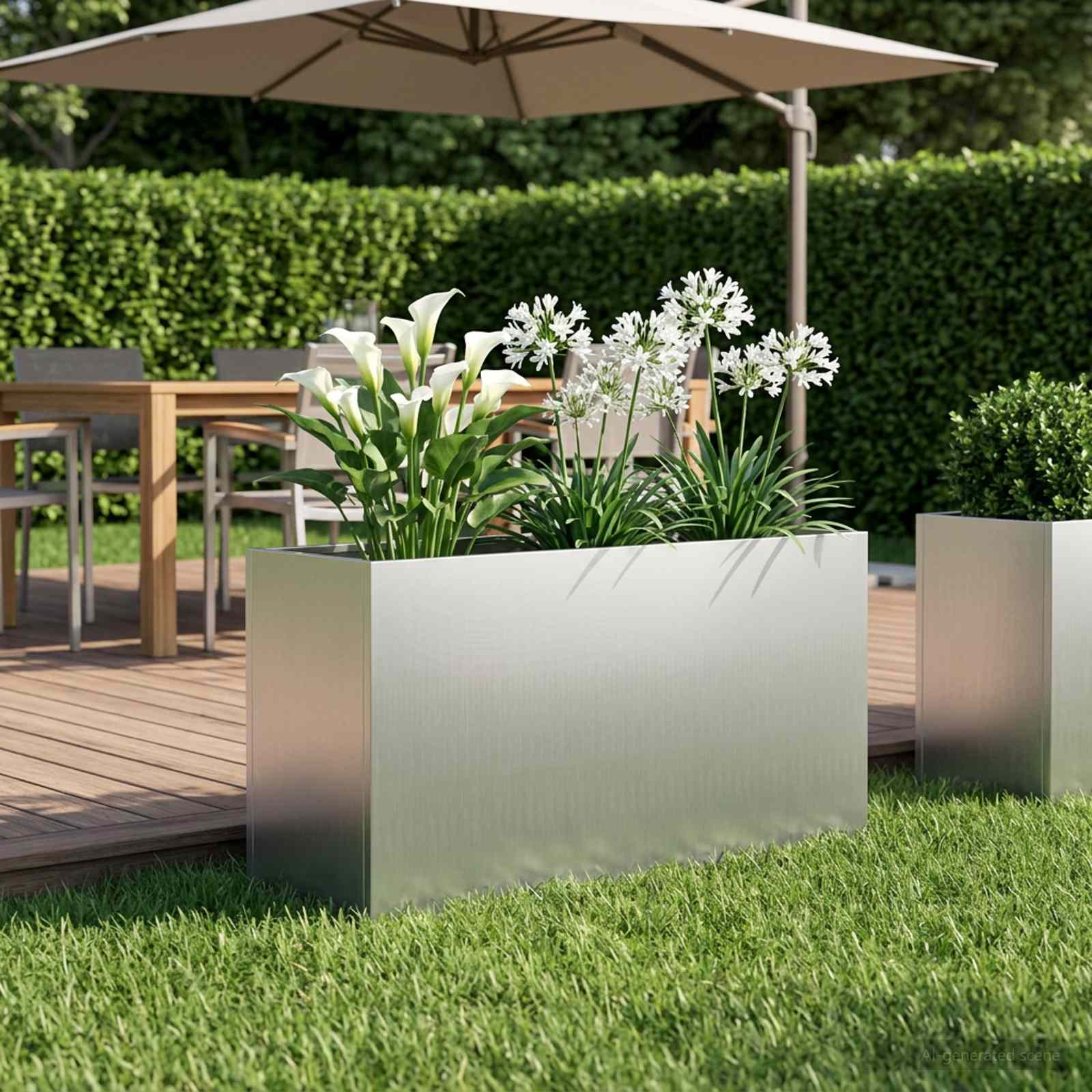 Garten-Pflanzgefäß Silber 100 x 30 x 50 cm Verzinkter Stahl
