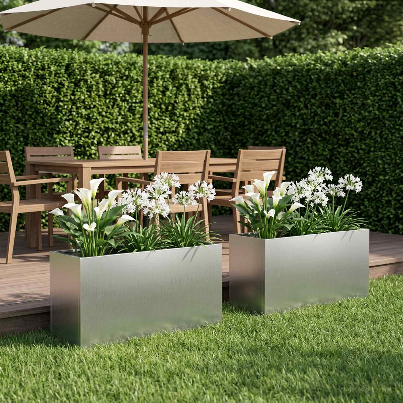 Garten-Pflanzgefäß 2 stk. Silber 100 x 30 x 50 cm