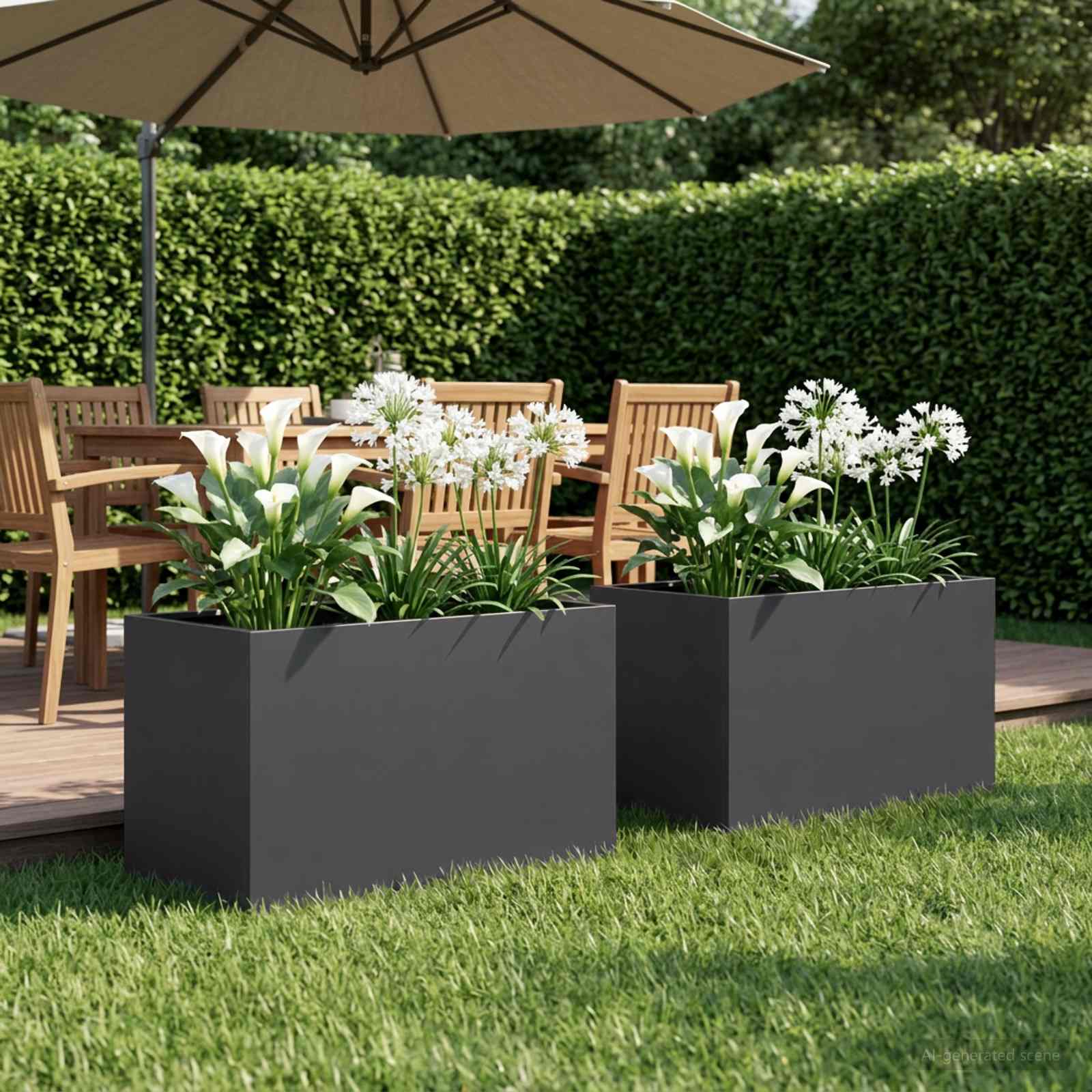 Garten-Pflanzgefäß 2 stk. Schwarz 50 x 40 x 40 cm