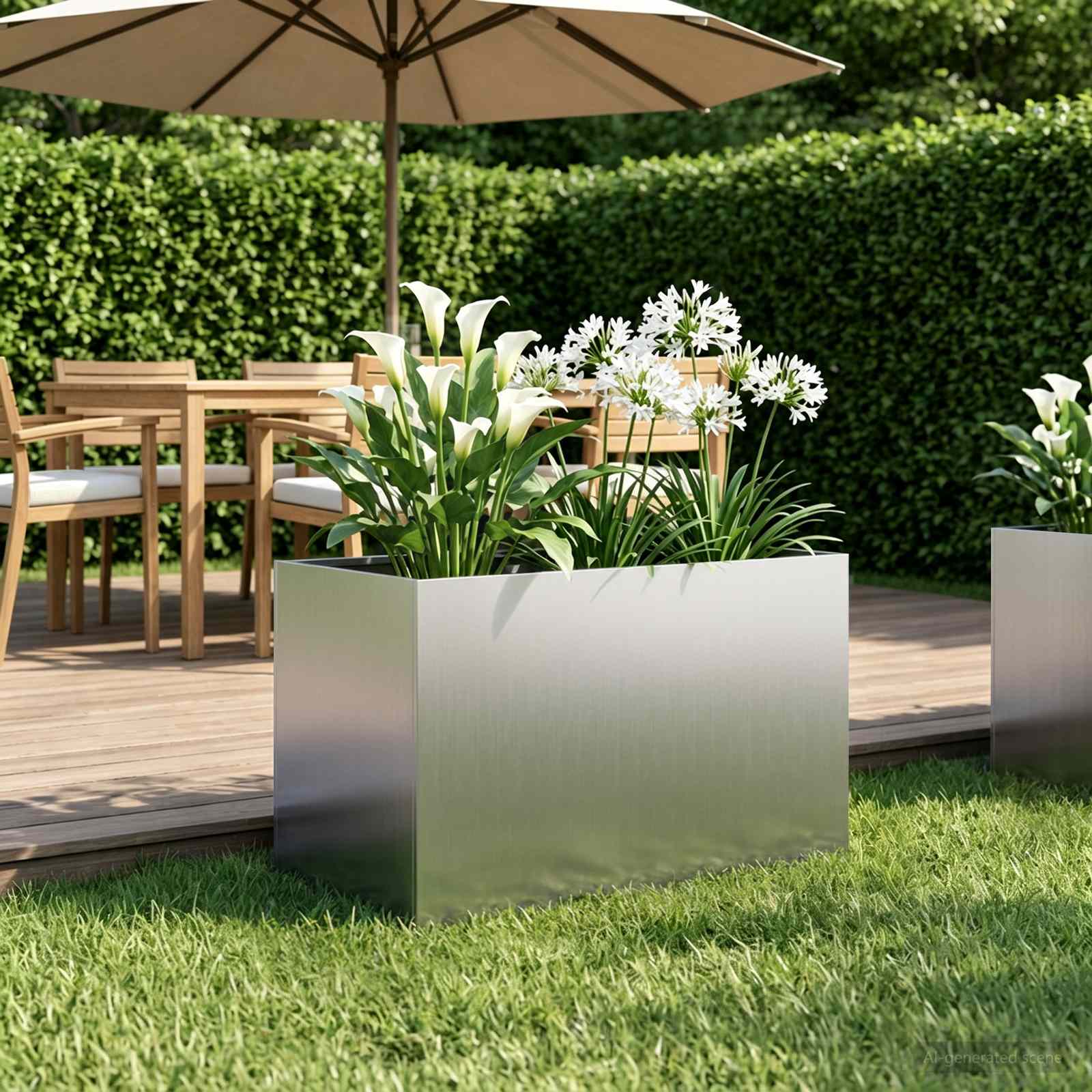 Garten-Pflanzgefäß Silber 50 x 40 x 40 cm Verzinkter Stahl