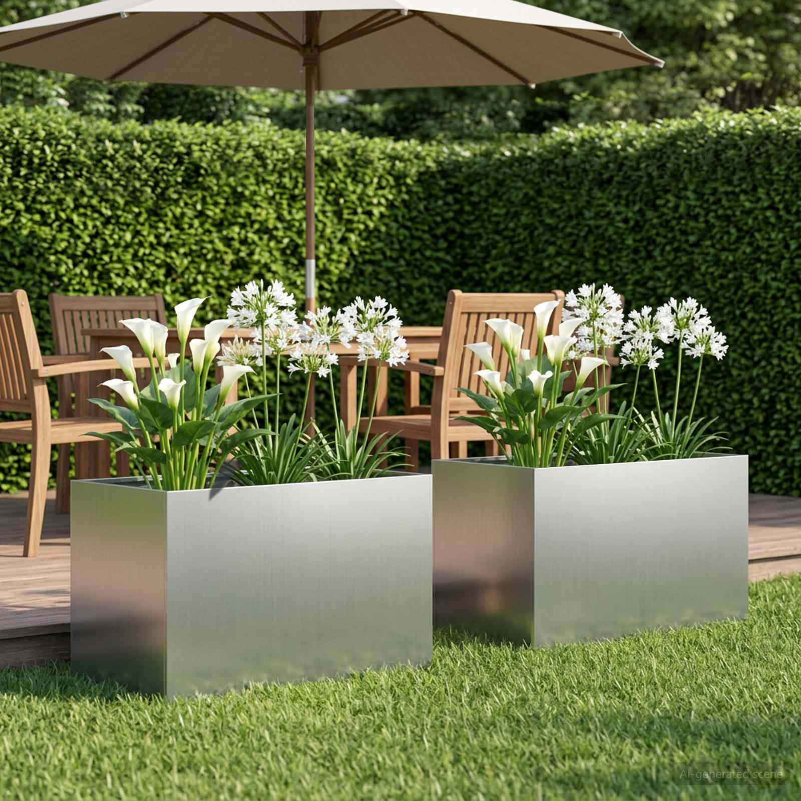 Garten-Pflanzgefäß 2 stk. Silber 50 x 40 x 40 cm