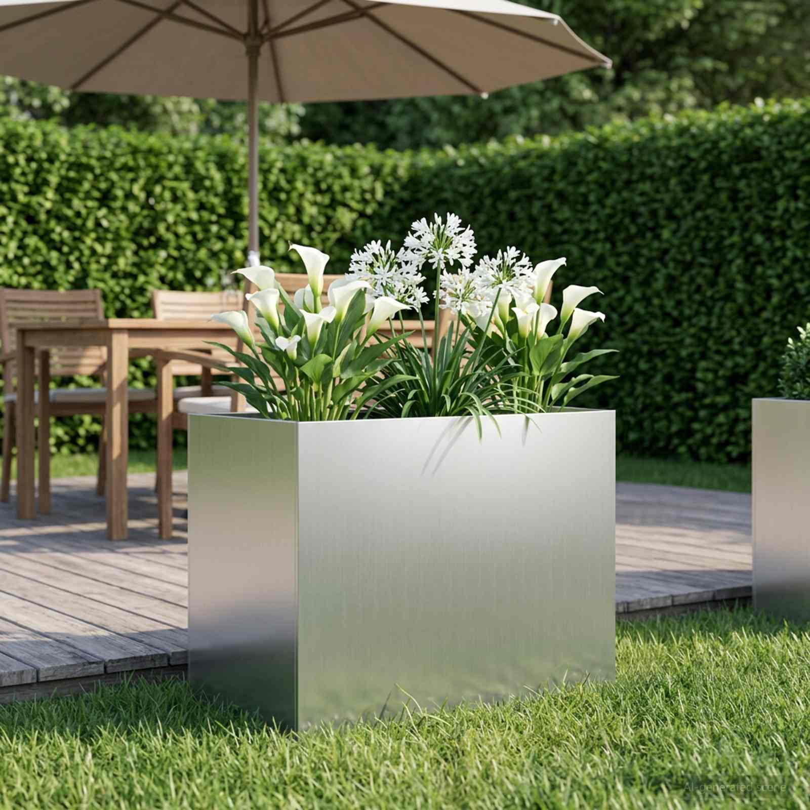 Garten-Pflanzgefäß Silber 50 x 40 x 50 cm Verzinkter Stahl