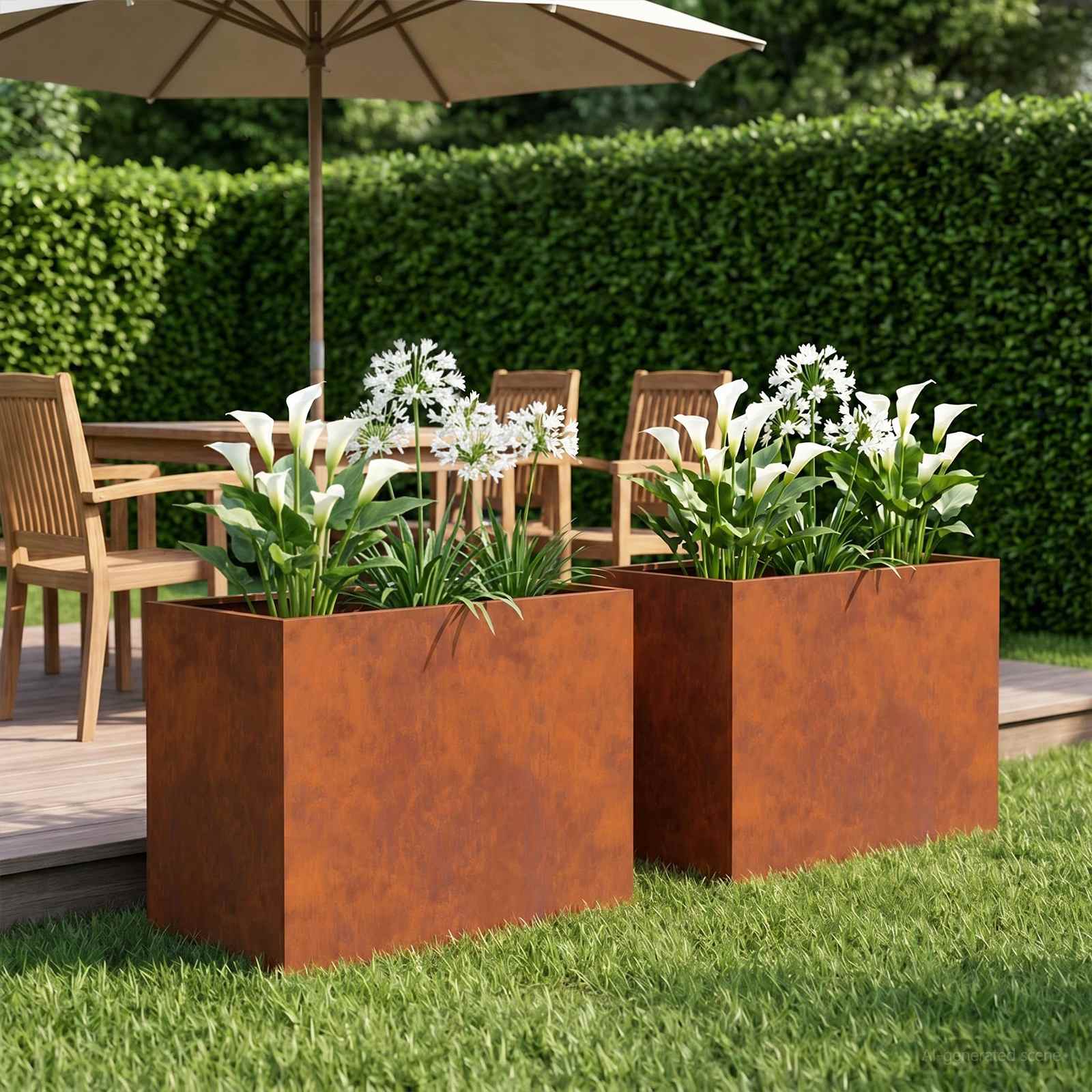 Garten-Pflanzgefäß 2 stk. Rostoptik 50 x 40 x 50 cm