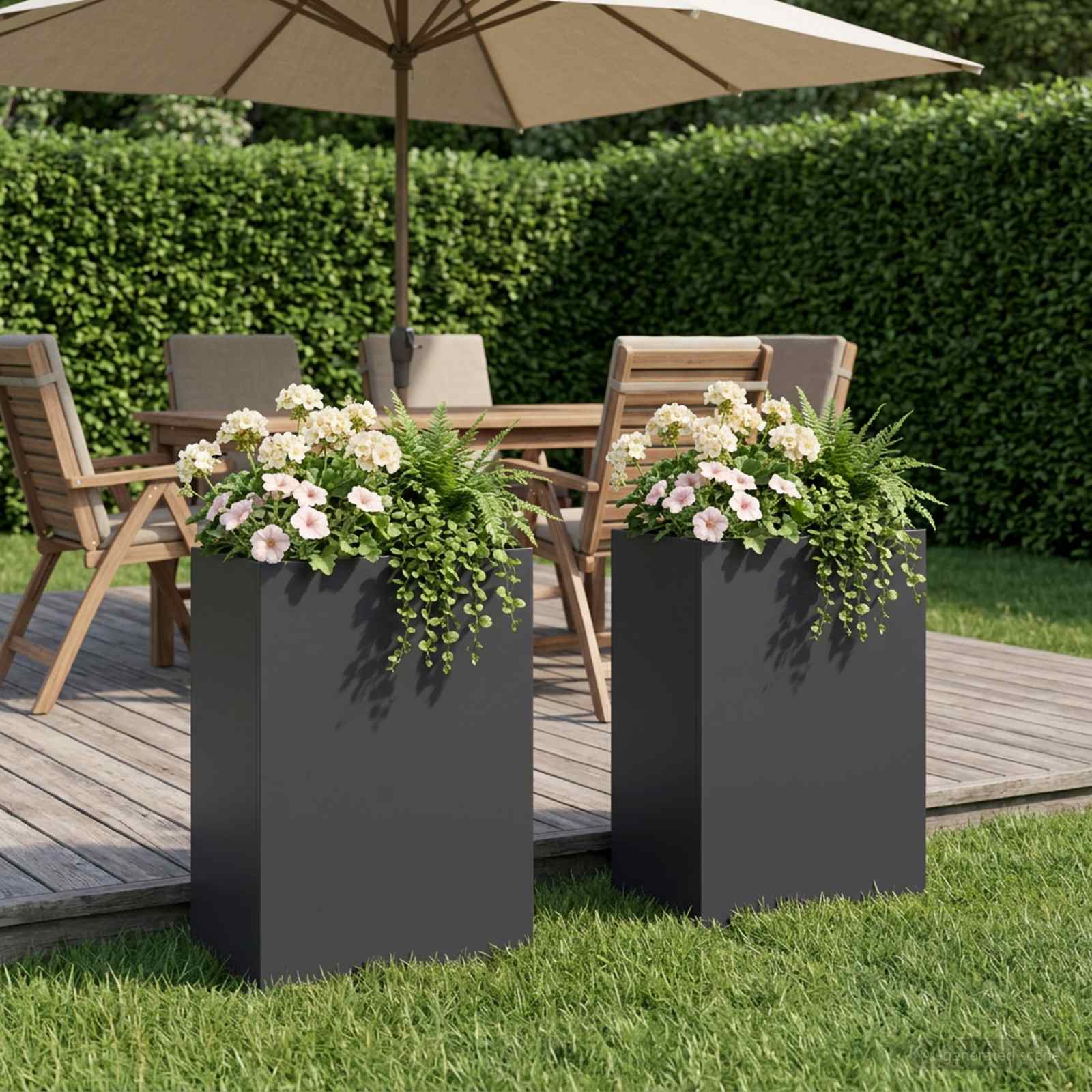 Garten-Pflanzgefäß 2 stk. Schwarz 50 x 40 x 75 cm