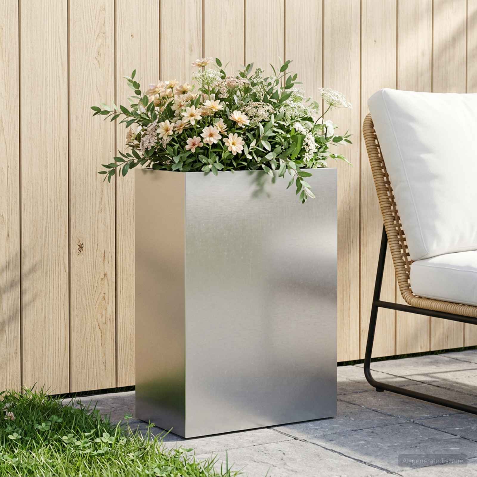 Garten-Pflanzgefäß Silber 50 x 40 x 75 cm Edelstahl