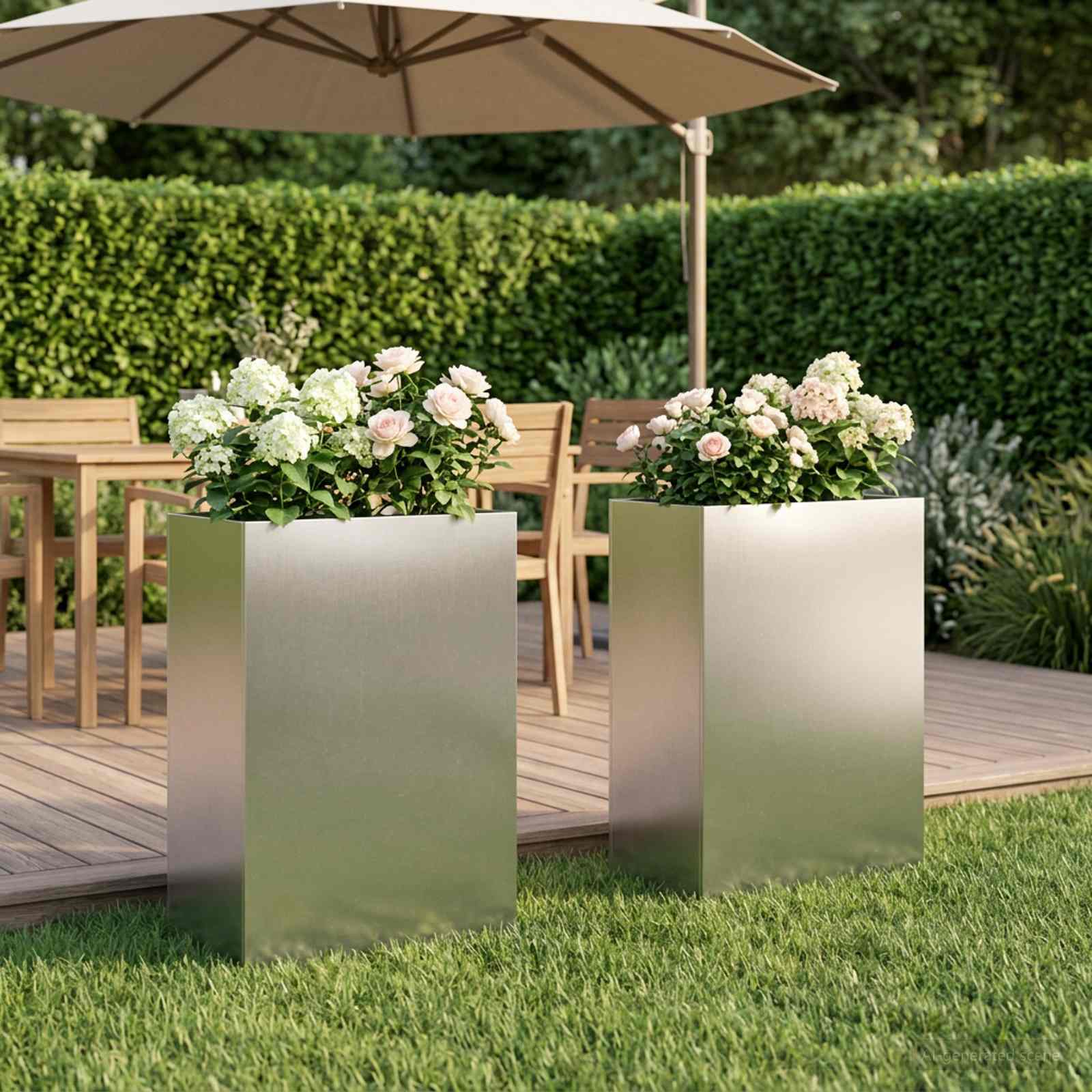 Garten-Pflanzgefäß 2 stk. Silber 50 x 40 x 75 cm Edelstahl