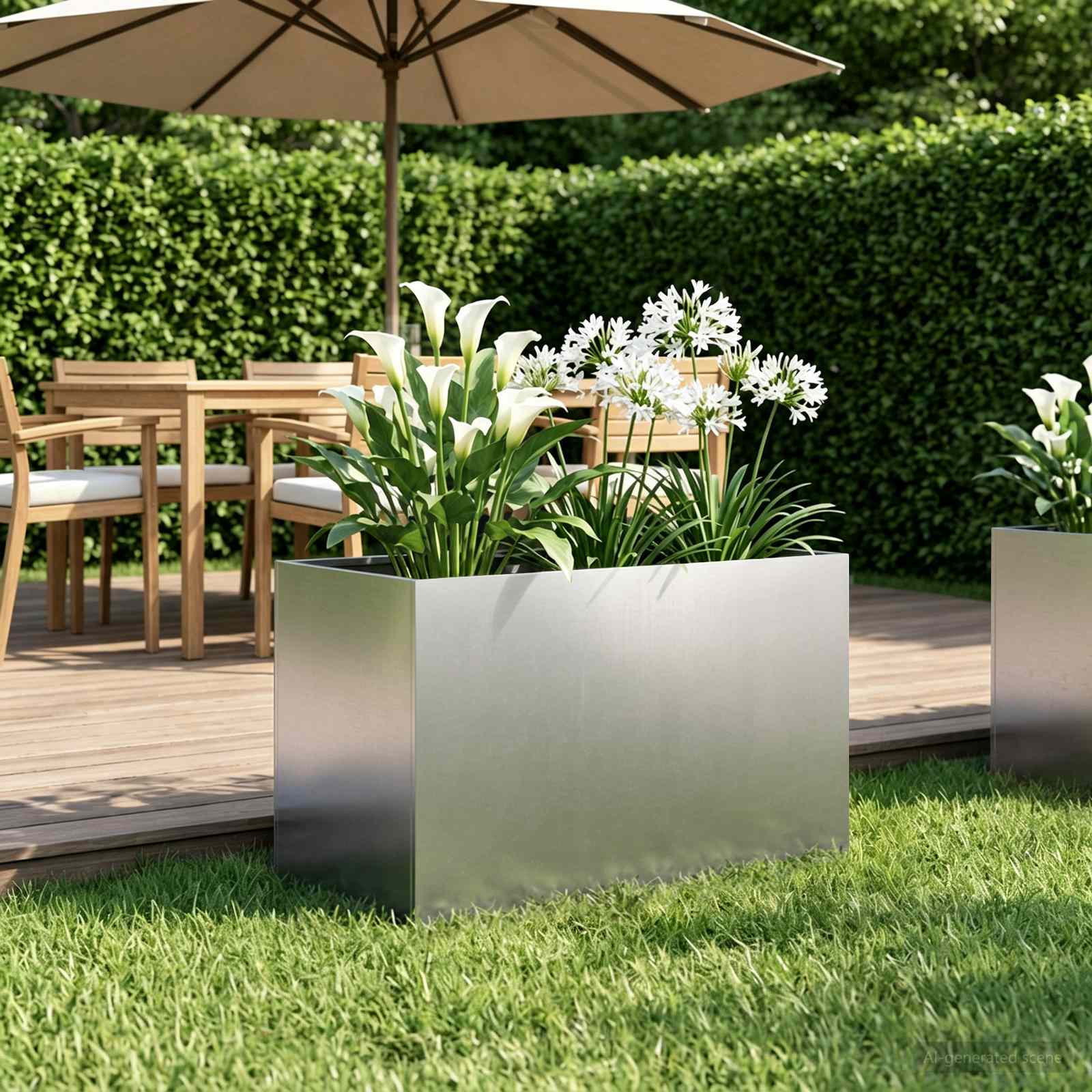 Garten-Pflanzgefäß Silber 60 x 40 x 40 cm Edelstahl
