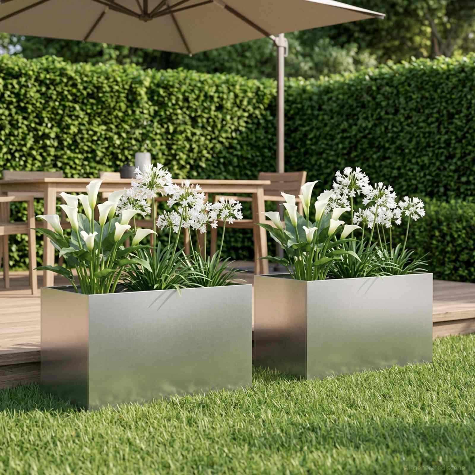 Garten-Pflanzgefäß 2 stk. Silber 60 x 40 x 40 cm Edelstahl