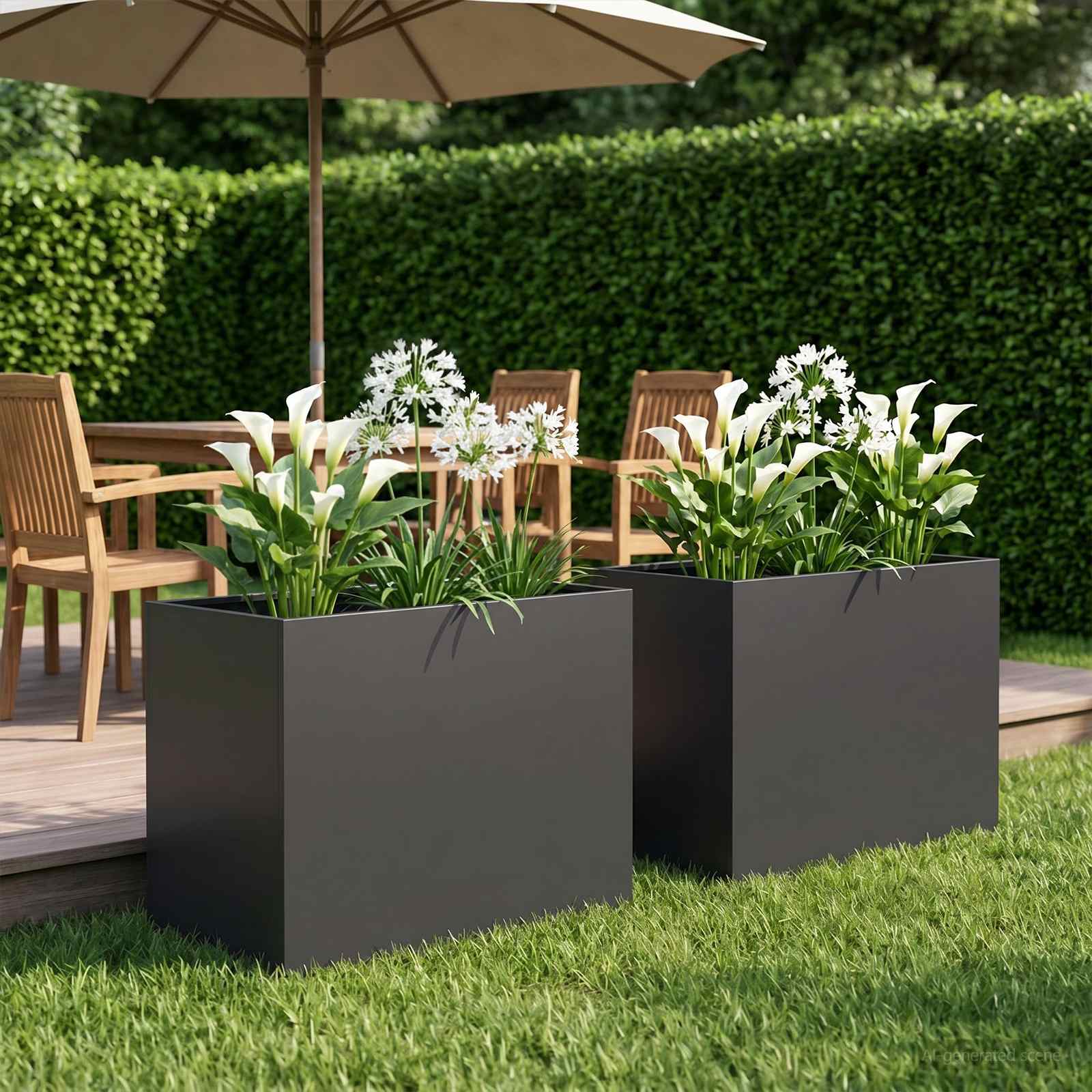 Garten-Pflanzgefäß 2 stk. Schwarz 60 x 40 x 50 cm