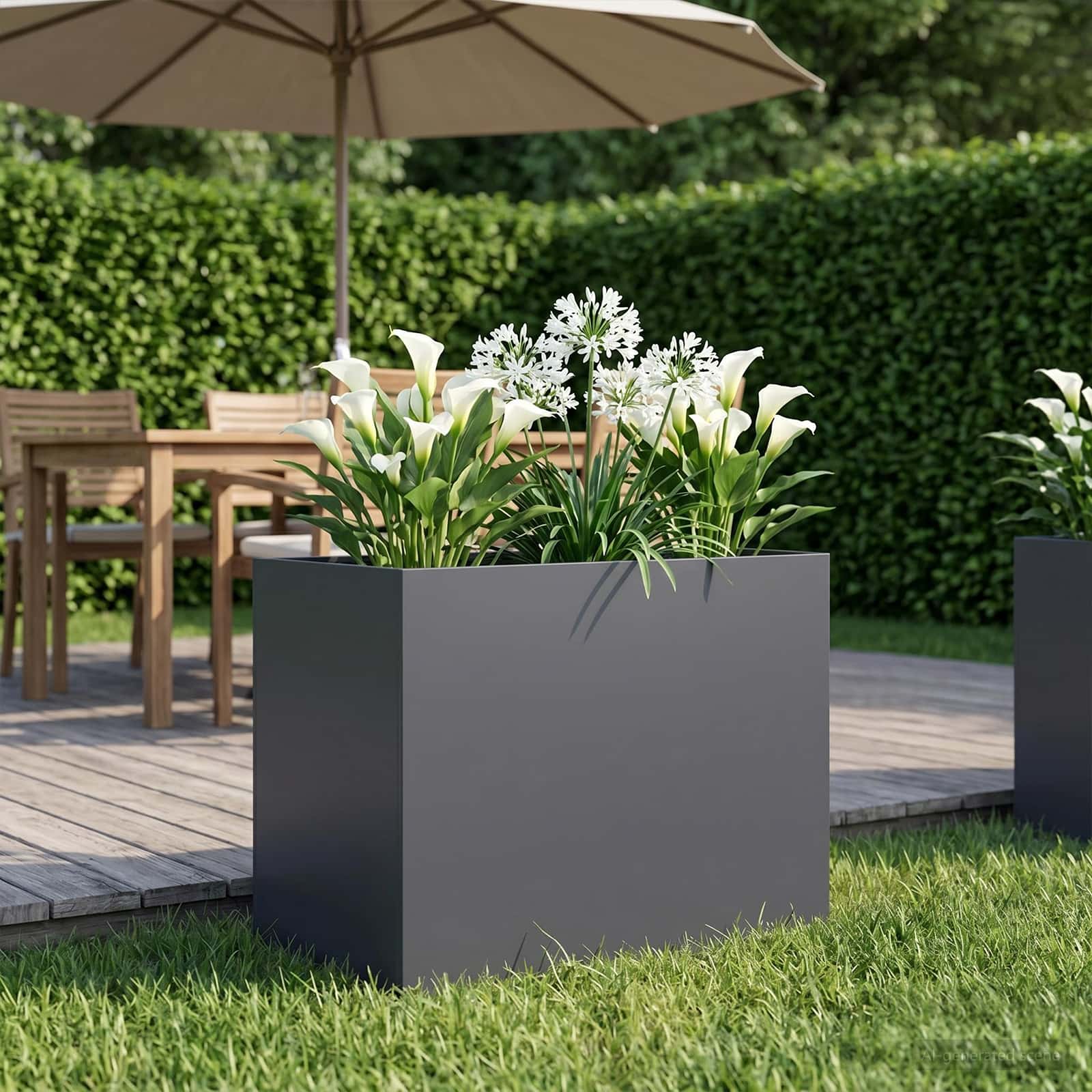 Garten-Pflanzgefäß Anthrazit 60 x 40 x 50 cm