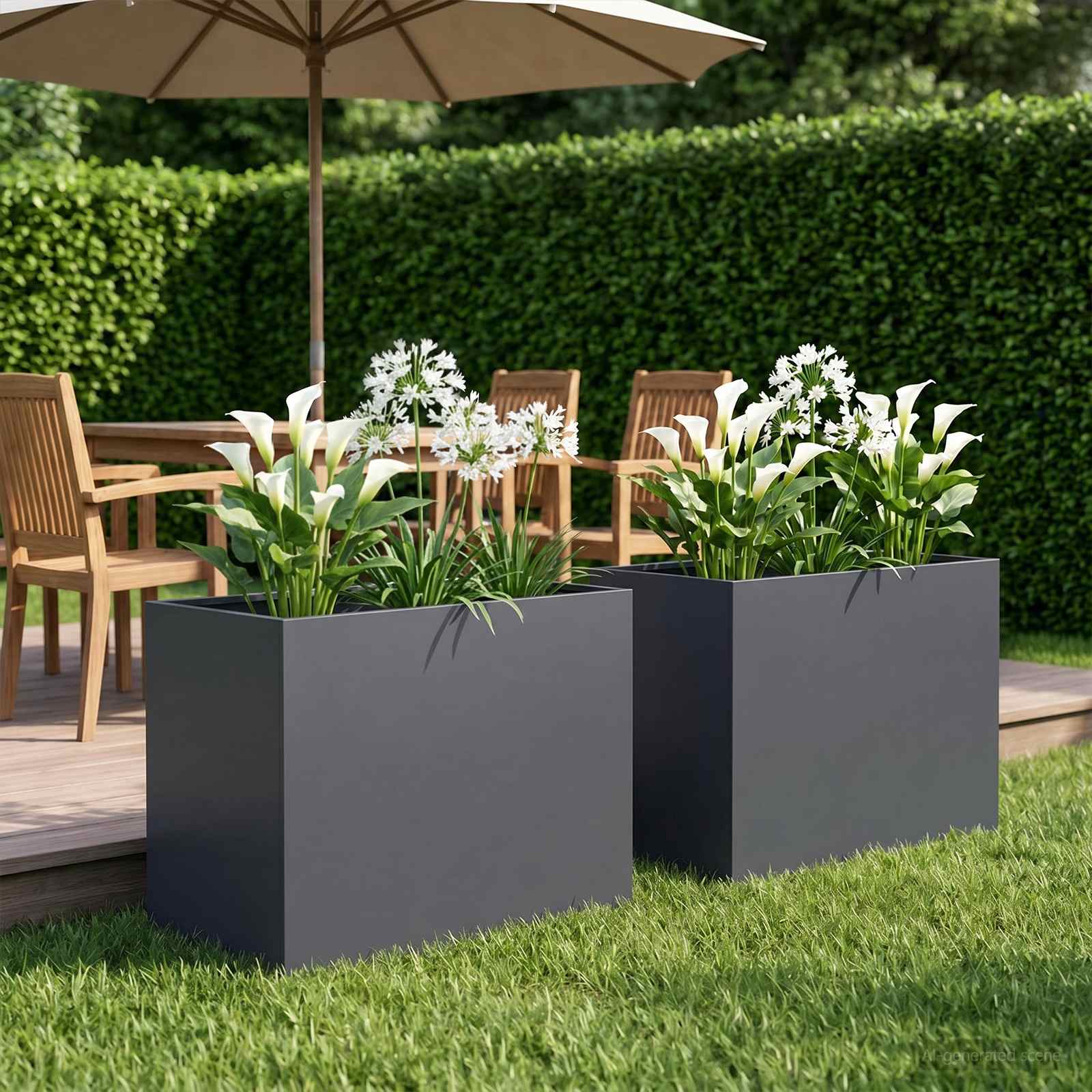 Garten-Pflanzgefäß 2 stk. Anthrazit 60 x 40 x 50 cm