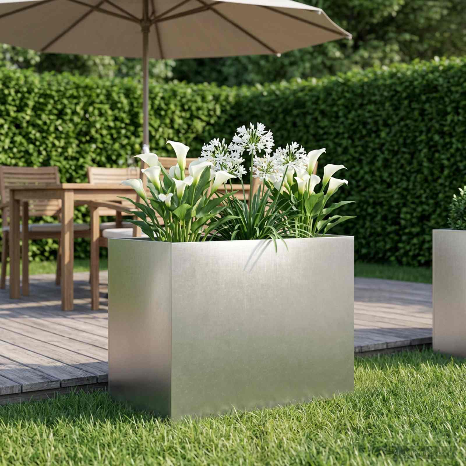 Garten-Pflanzgefäß Silber 60 x 40 x 50 cm Edelstahl