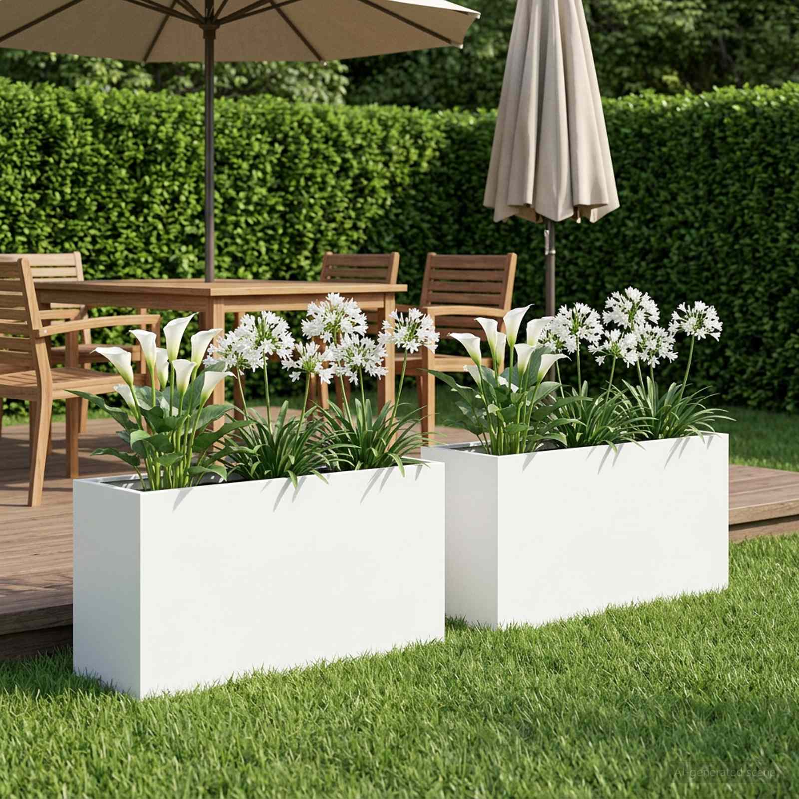 Garten-Pflanzgefäß 2 stk. Weiß 80 x 40 x 50 cm