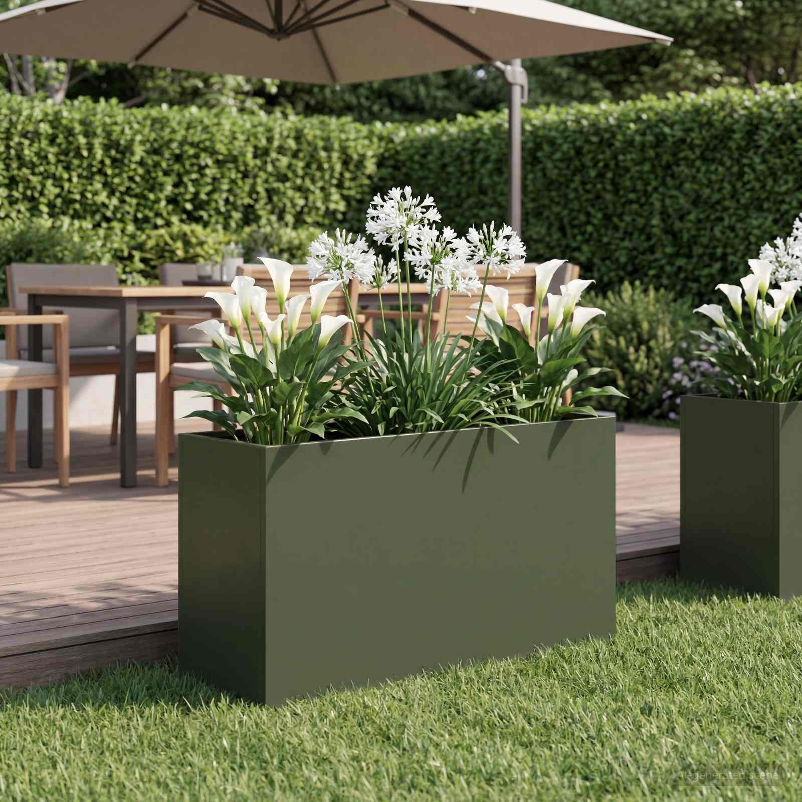 Garten-Pflanzgefäß Olivgrün 80 x 40 x 50 cm Kaltgewalzter Stahl