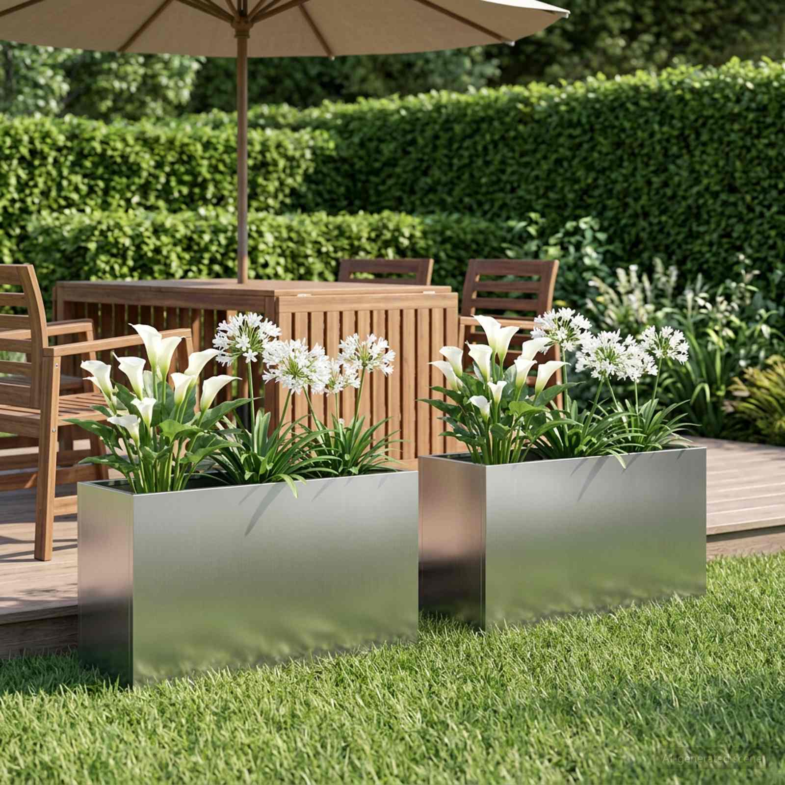 Garten-Pflanzgefäß 2 stk. Silber 80 x 40 x 50 cm