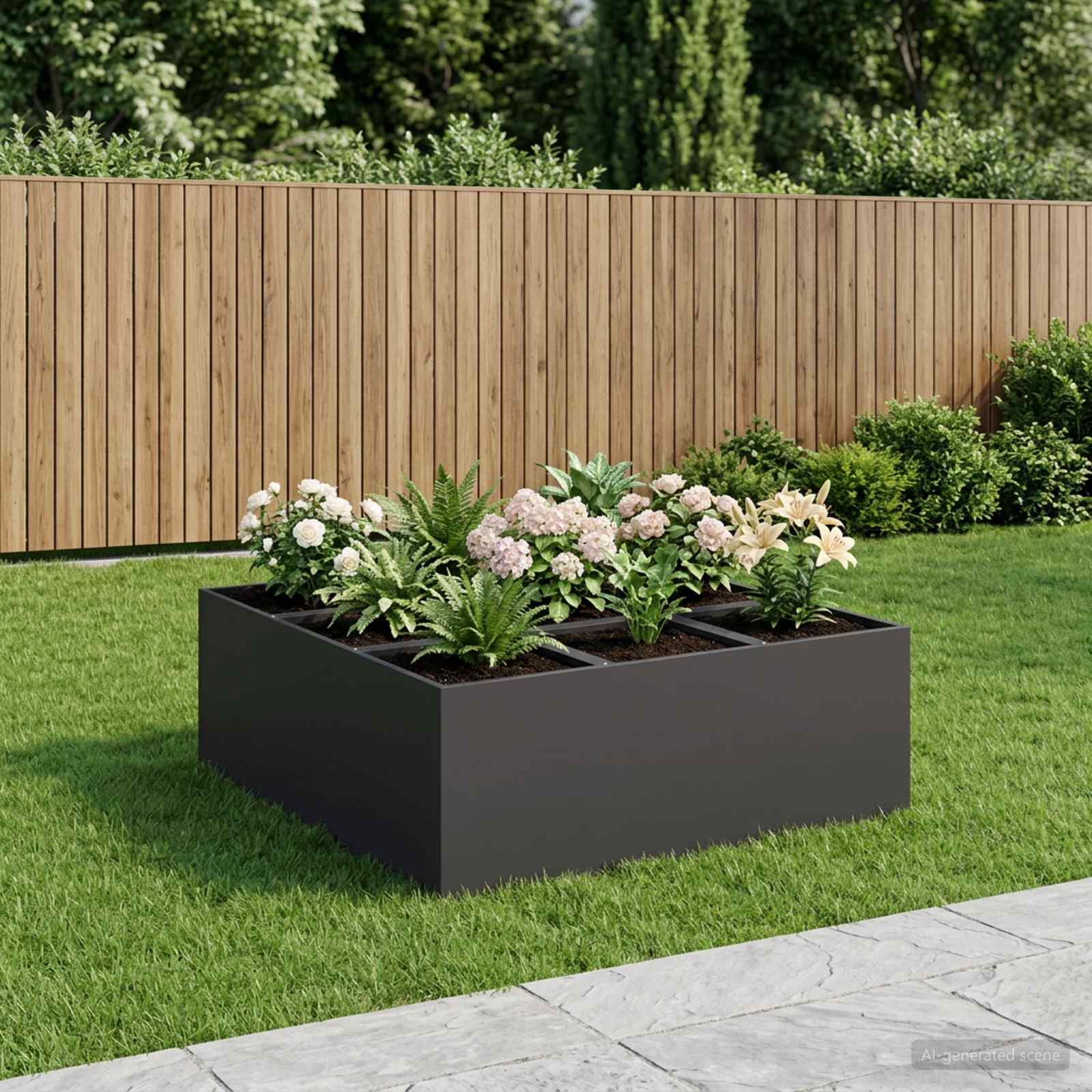 Garten-Pflanzgefäß Schwarz 100 x 100 x 20 cm
