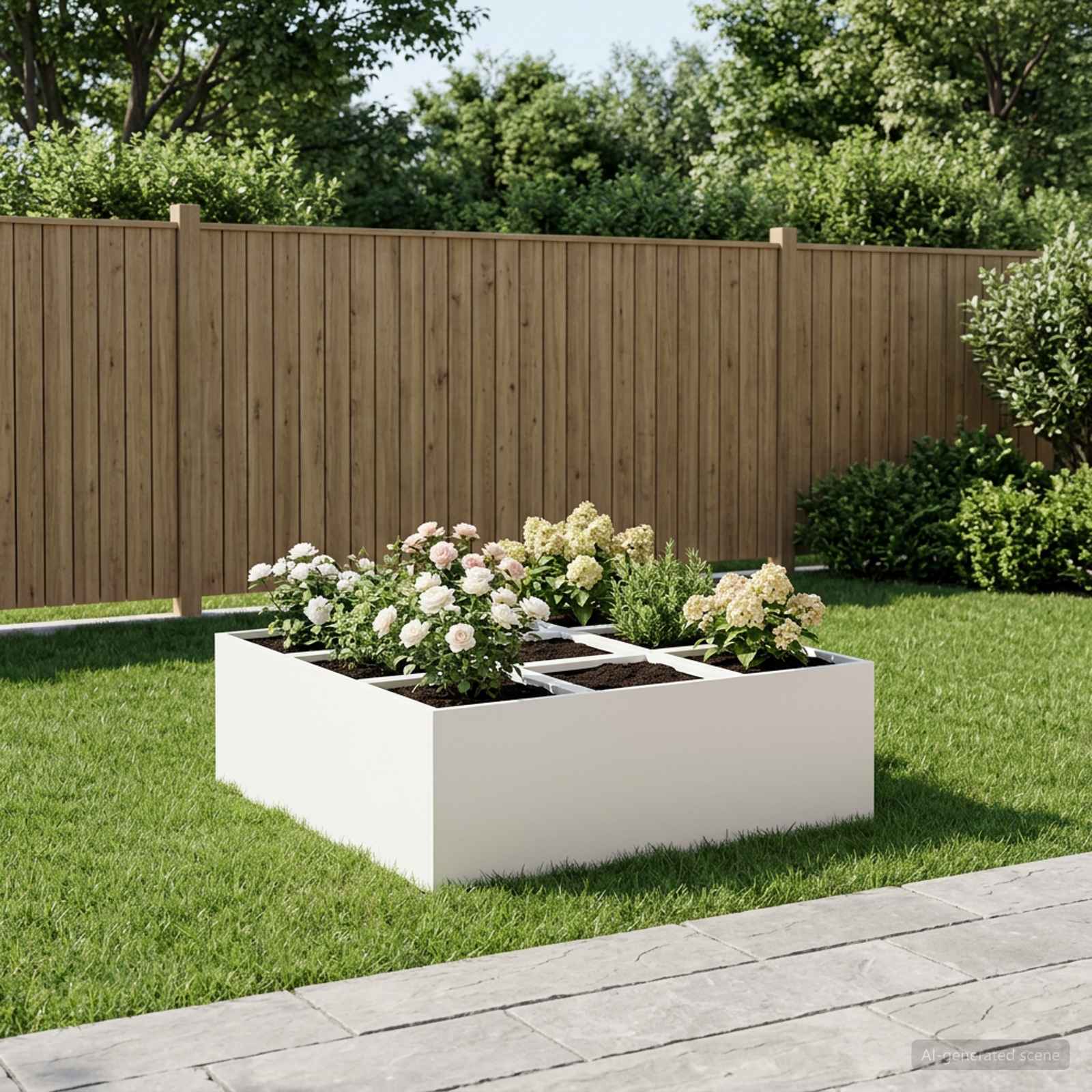 Garten-Pflanzgefäß Weiß 100 x 100 x 30 cm Kaltgewalzter Stahl