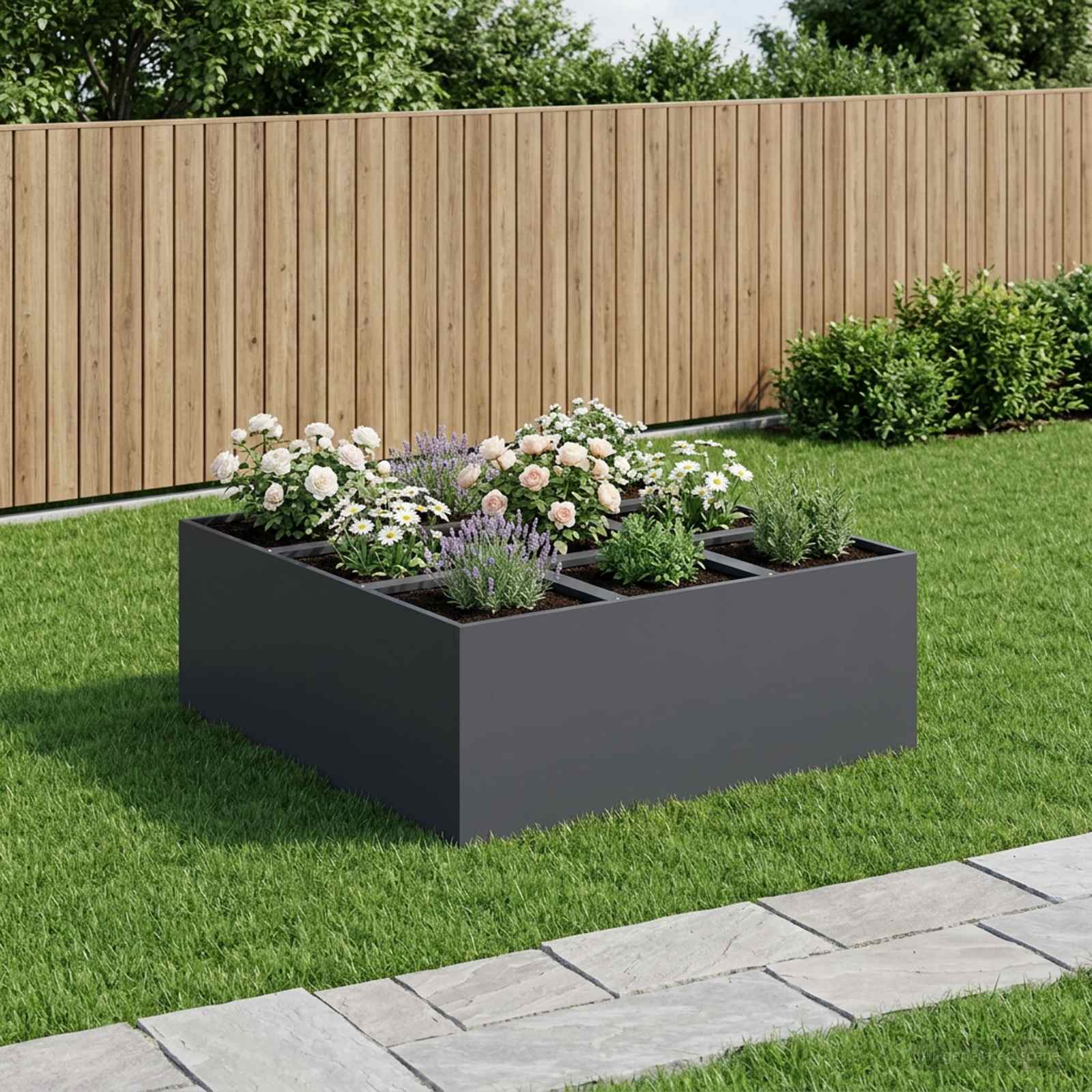 Garten-Pflanzgefäß Anthrazit 100 x 100 x 30 cm