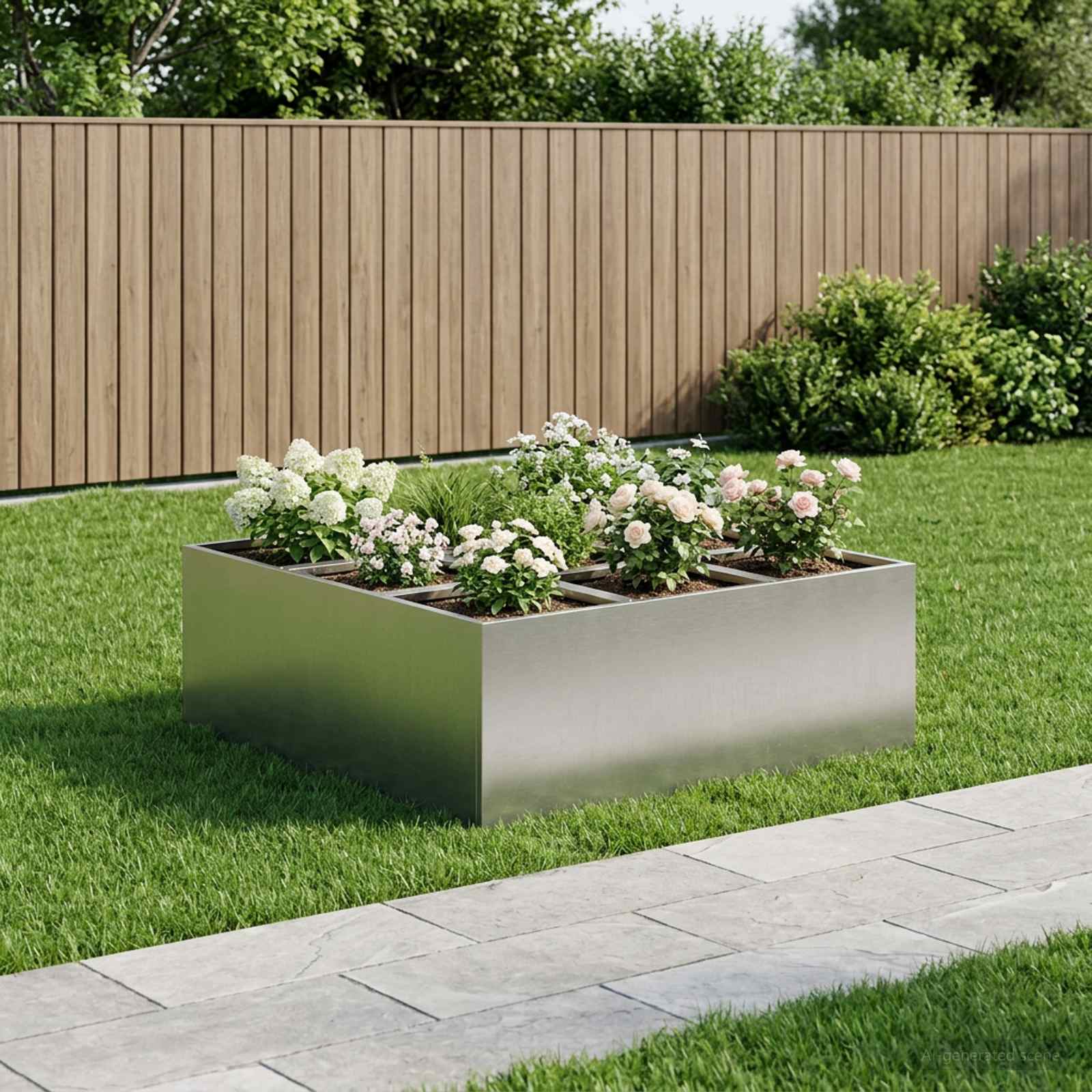 Garten-Pflanzgefäß Silber 100 x 100 x 30 cm Edelstahl