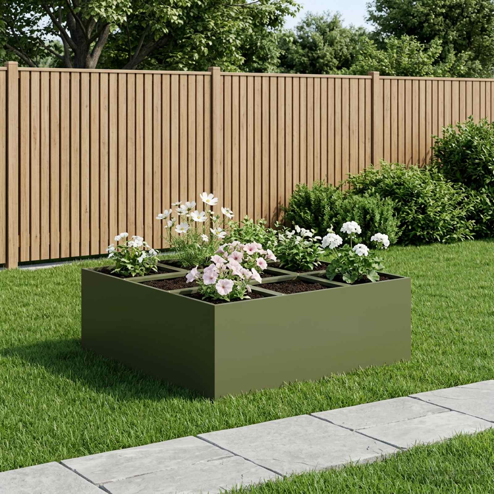 Garten-Pflanzgefäß Olivgrün 100 x 100 x 40 cm