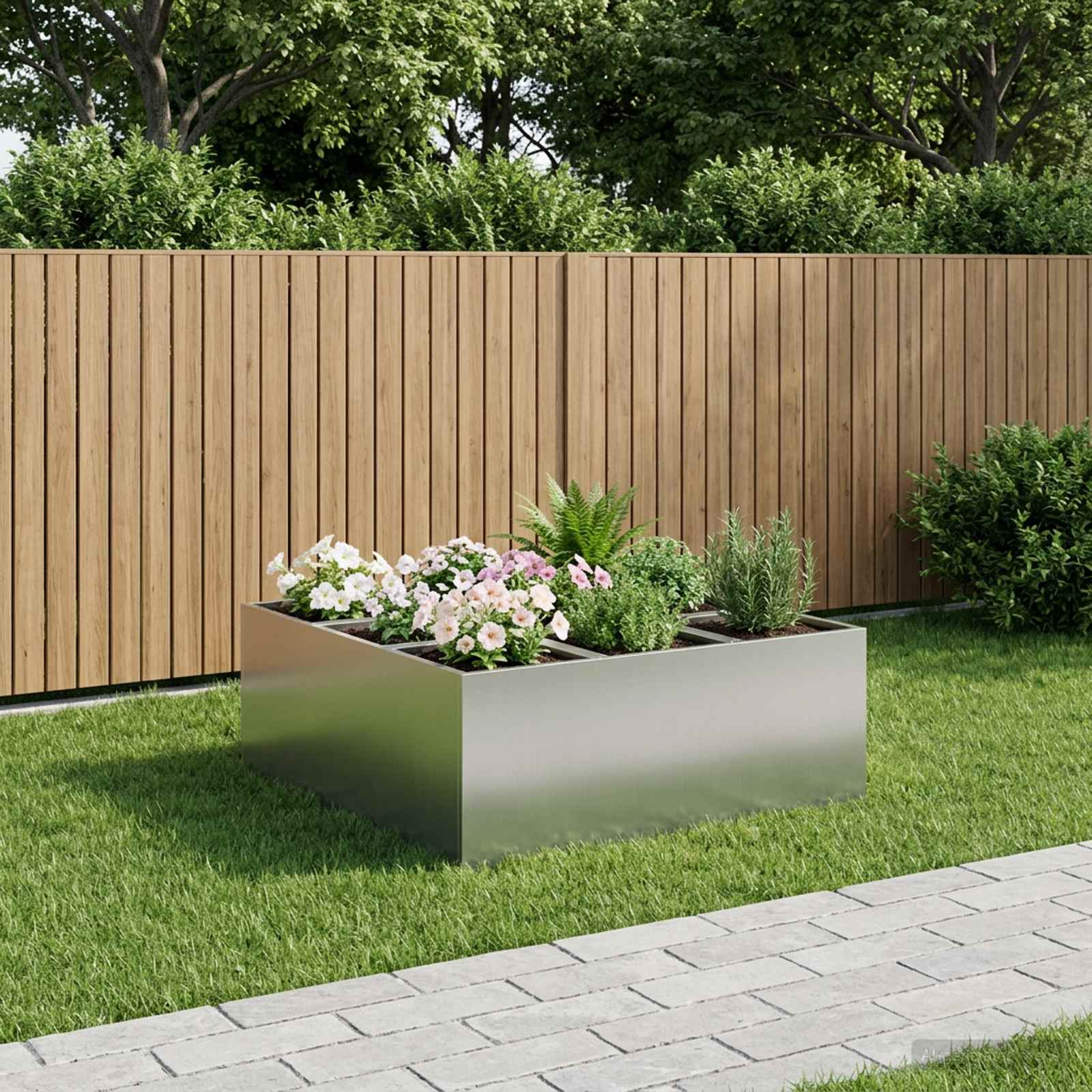 Garten-Pflanzgefäß Silber 100 x 100 x 40 cm Verzinkter Stahl