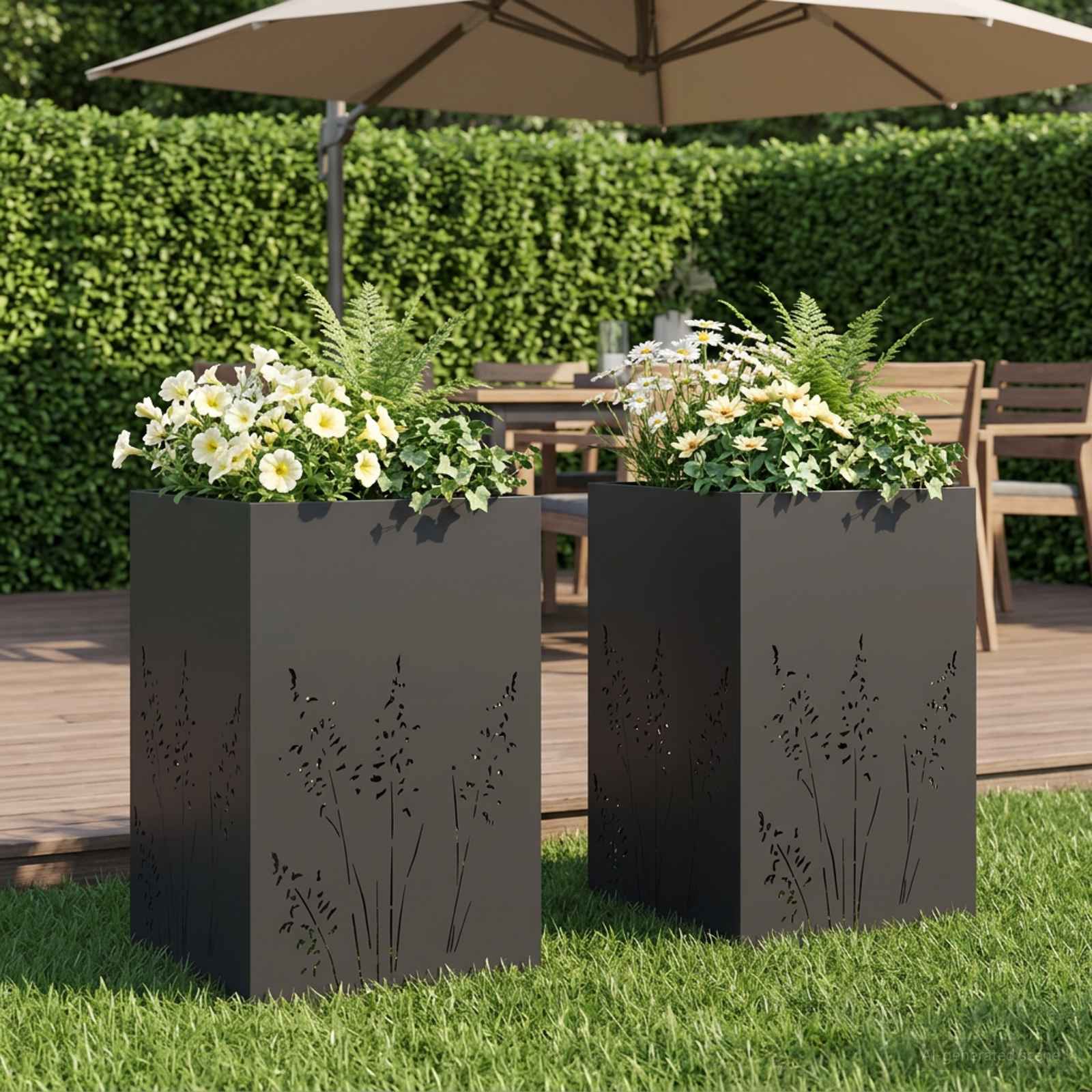 Garten-Pflanzgefäß 2 Stk. Schwarz 50 x 50 x 75 cm