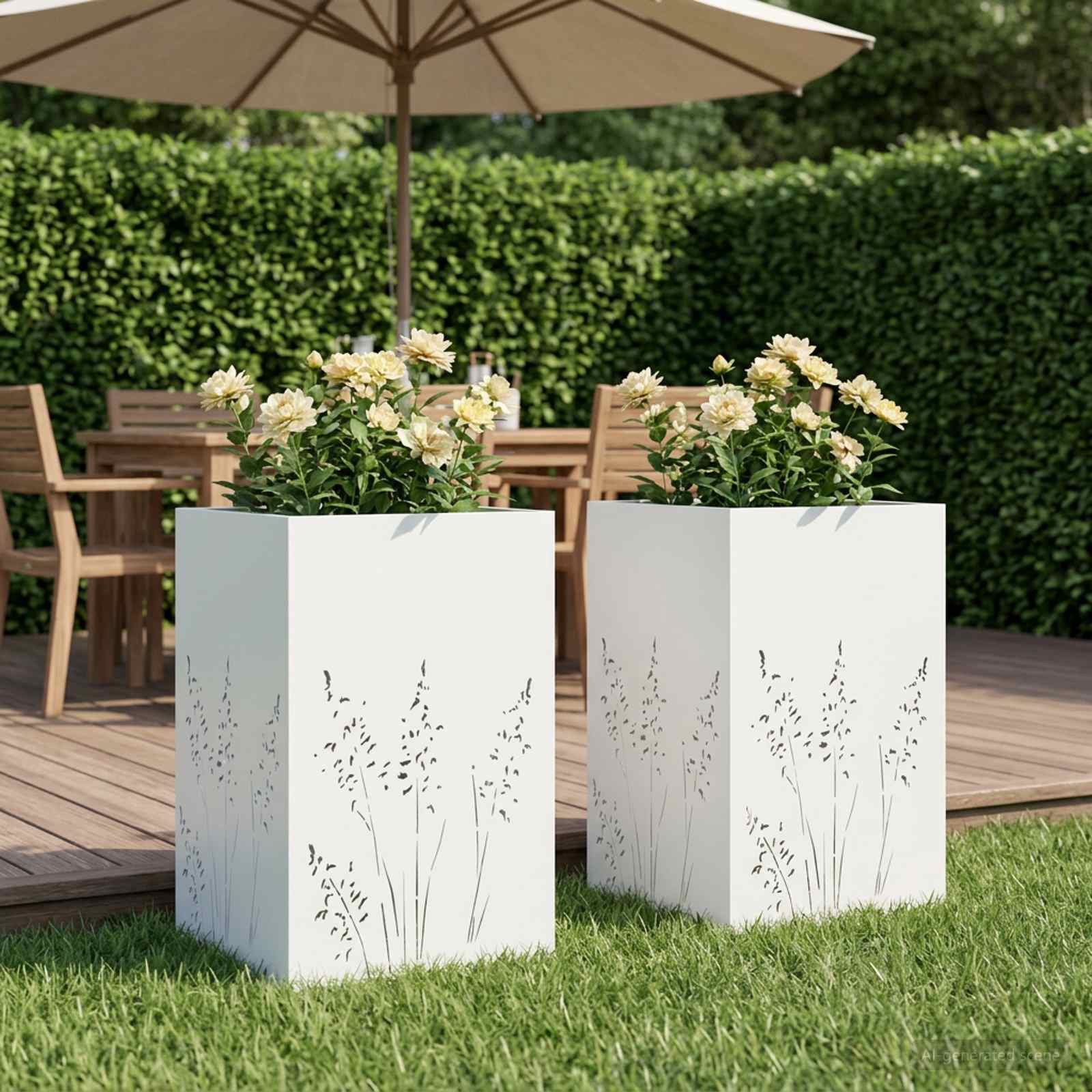 Garten-Pflanzgefäß 2 Stk. Weiß 50 x 50 x 75 cm