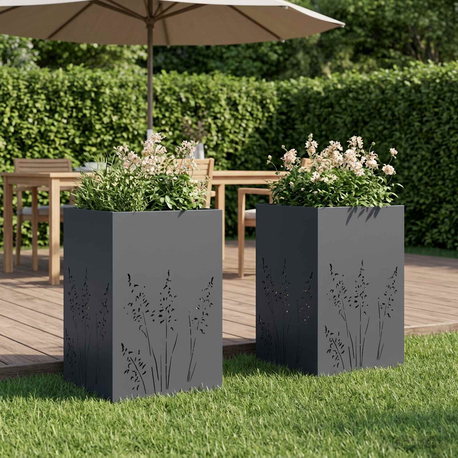 Garten-Pflanzgefäß 2 Stk. Anthrazit 50 x 50 x 75 cm
