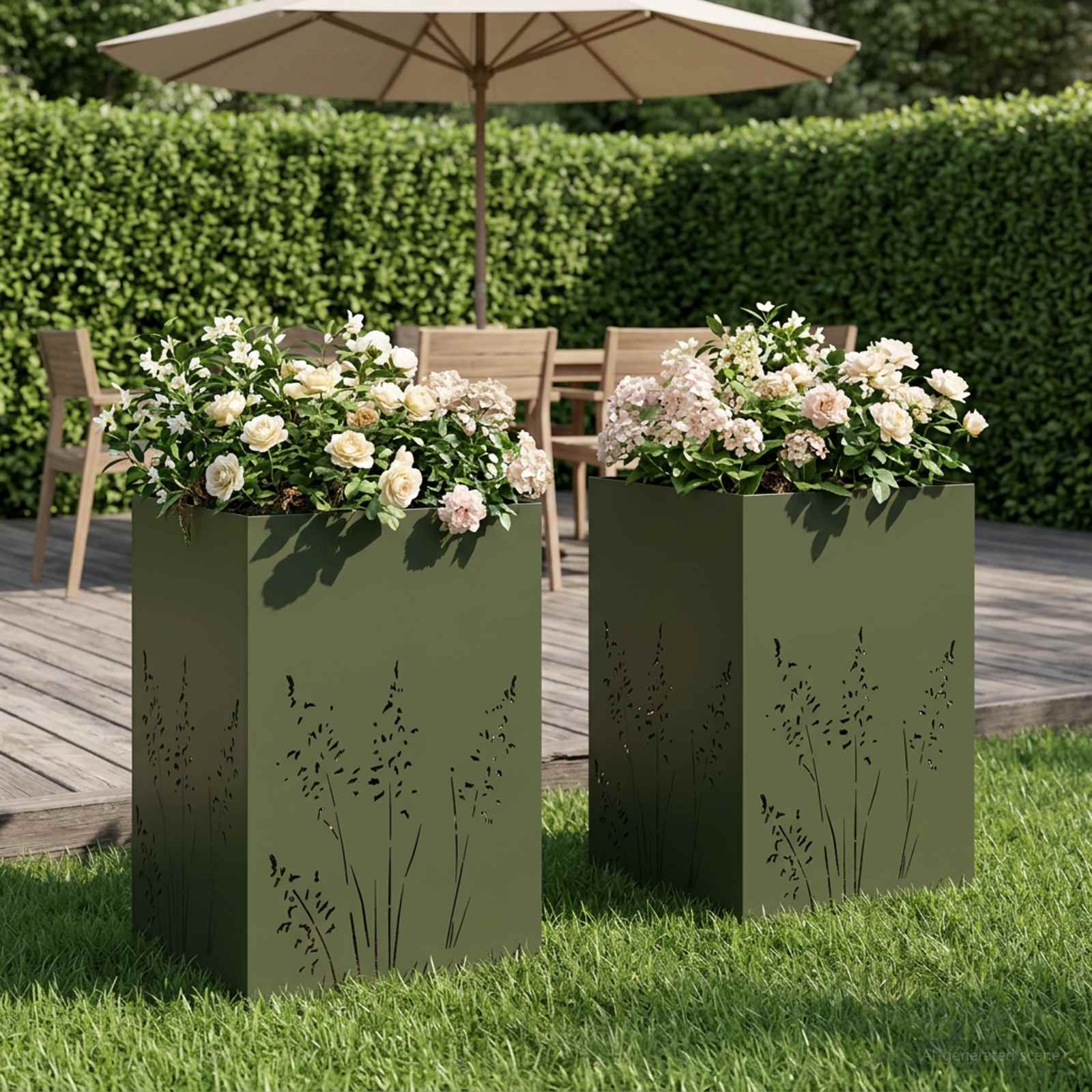 Garten-Pflanzgefäß 2 Stk. Olivgrün 50 x 50 x 75 cm