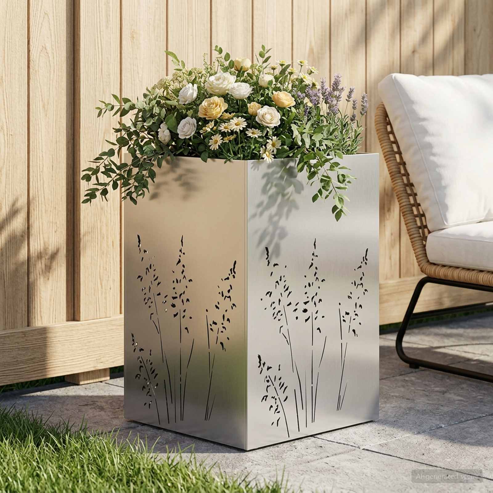 Garten-Pflanzgefäß Silber 50 x 50 x 75 cm Edelstahl