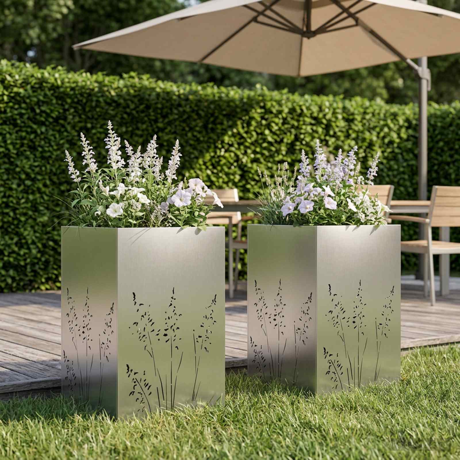 Garten-Pflanzgefäß 2 Stk. Silber 50 x 50 x 75 cm Edelstahl