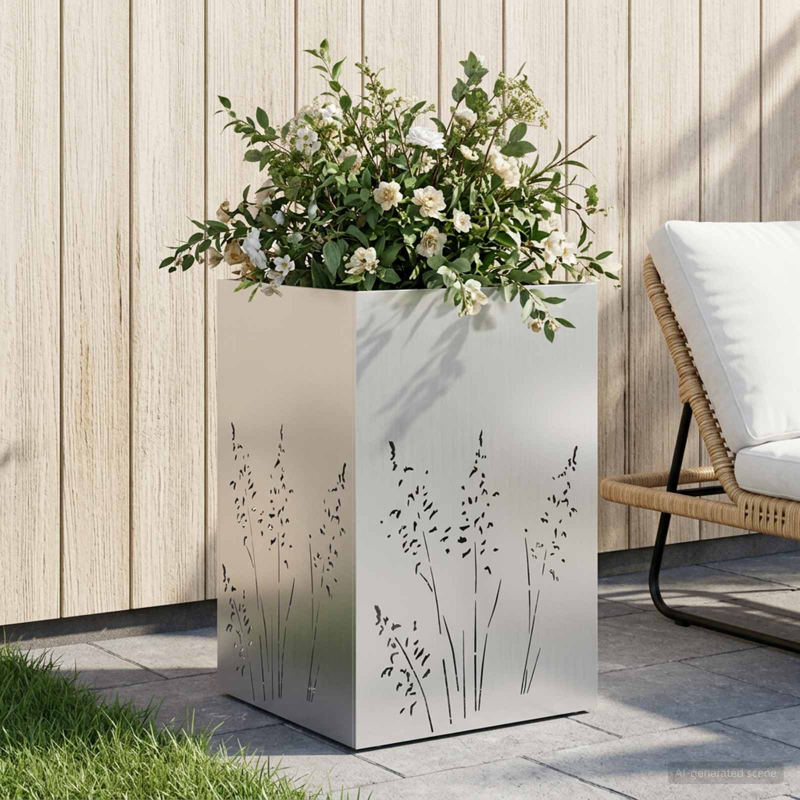 Garten-Pflanzgefäß Silber 50 x 50 x 75 cm Verzinkter Stahl