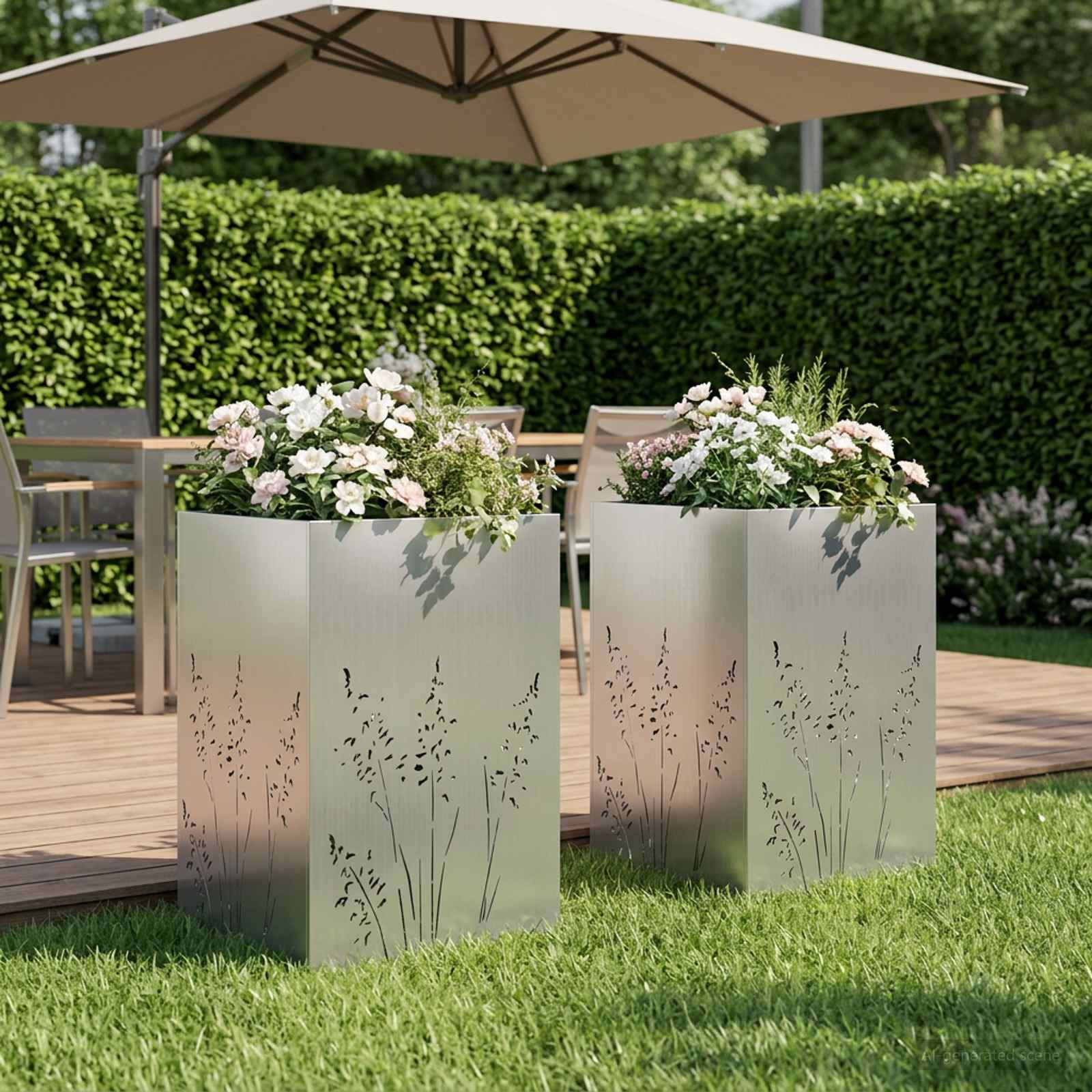 Garten-Pflanzgefäß 2 Stk. Silber 50 x 50 x 75 cm