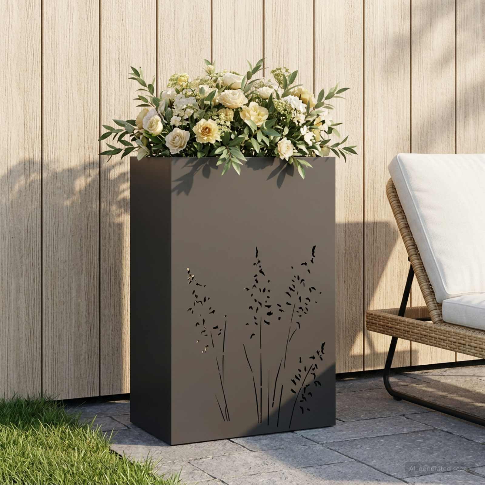 Garten-Pflanzgefäß Schwarz 50 x 30 x 75 cm Kaltgewalzter Stahl