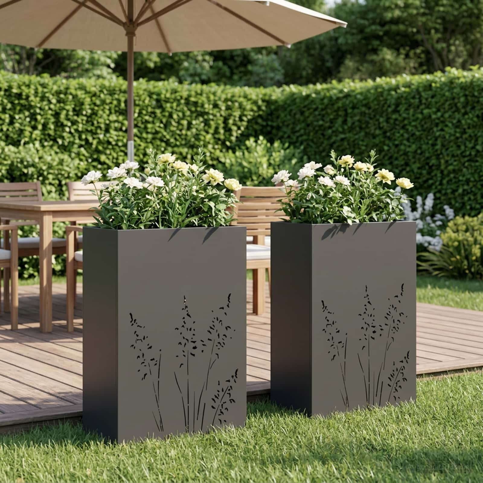 Garten-Pflanzgefäß 2 Stk. Schwarz 50 x 30 x 75 cm