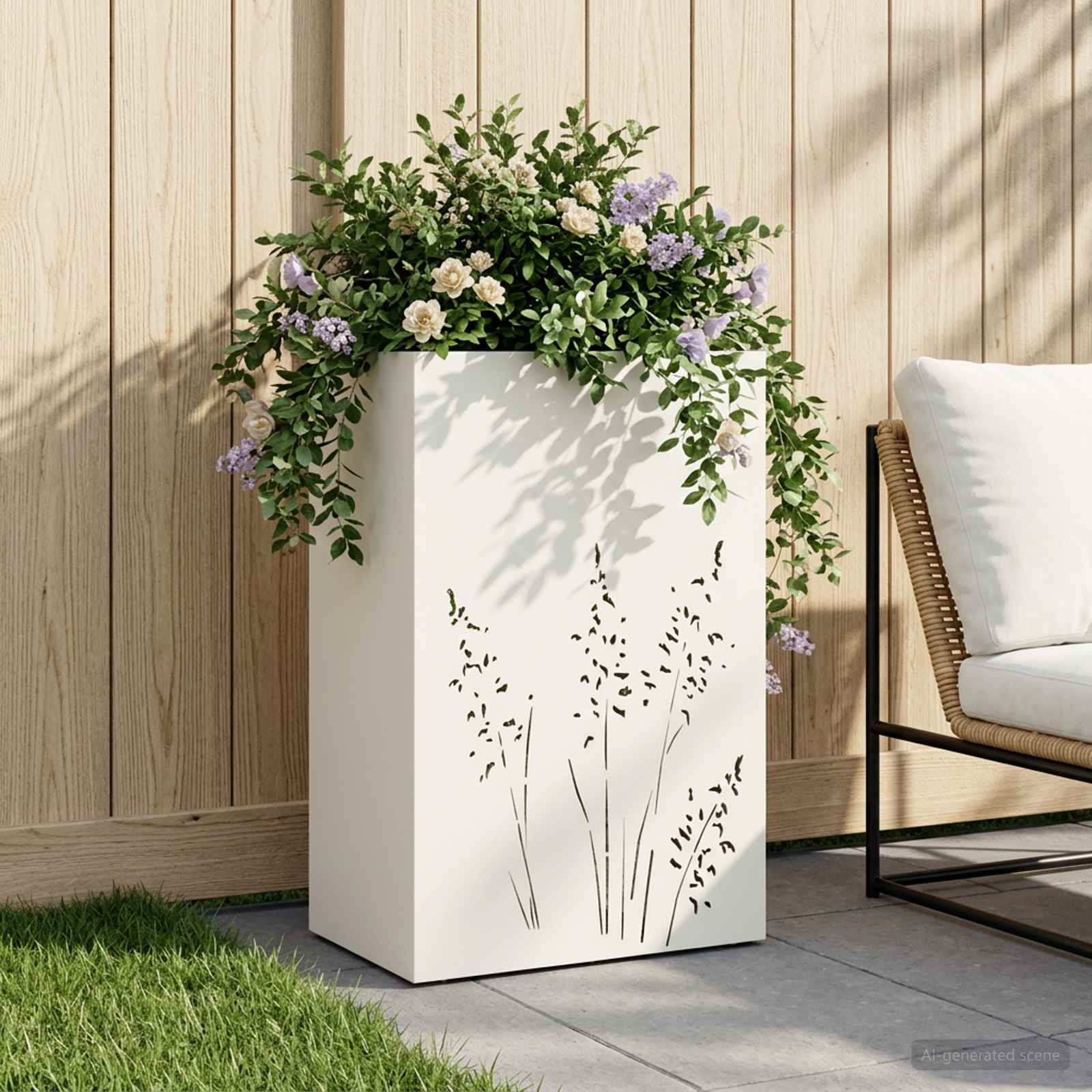 Garten-Pflanzgefäß Weiß 50 x 30 x 75 cm Kaltgewalzter Stahl