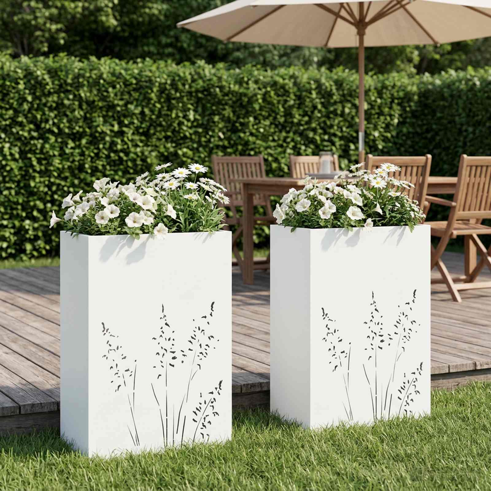 Garten-Pflanzgefäß 2 Stk. Weiß 50 x 30 x 75 cm