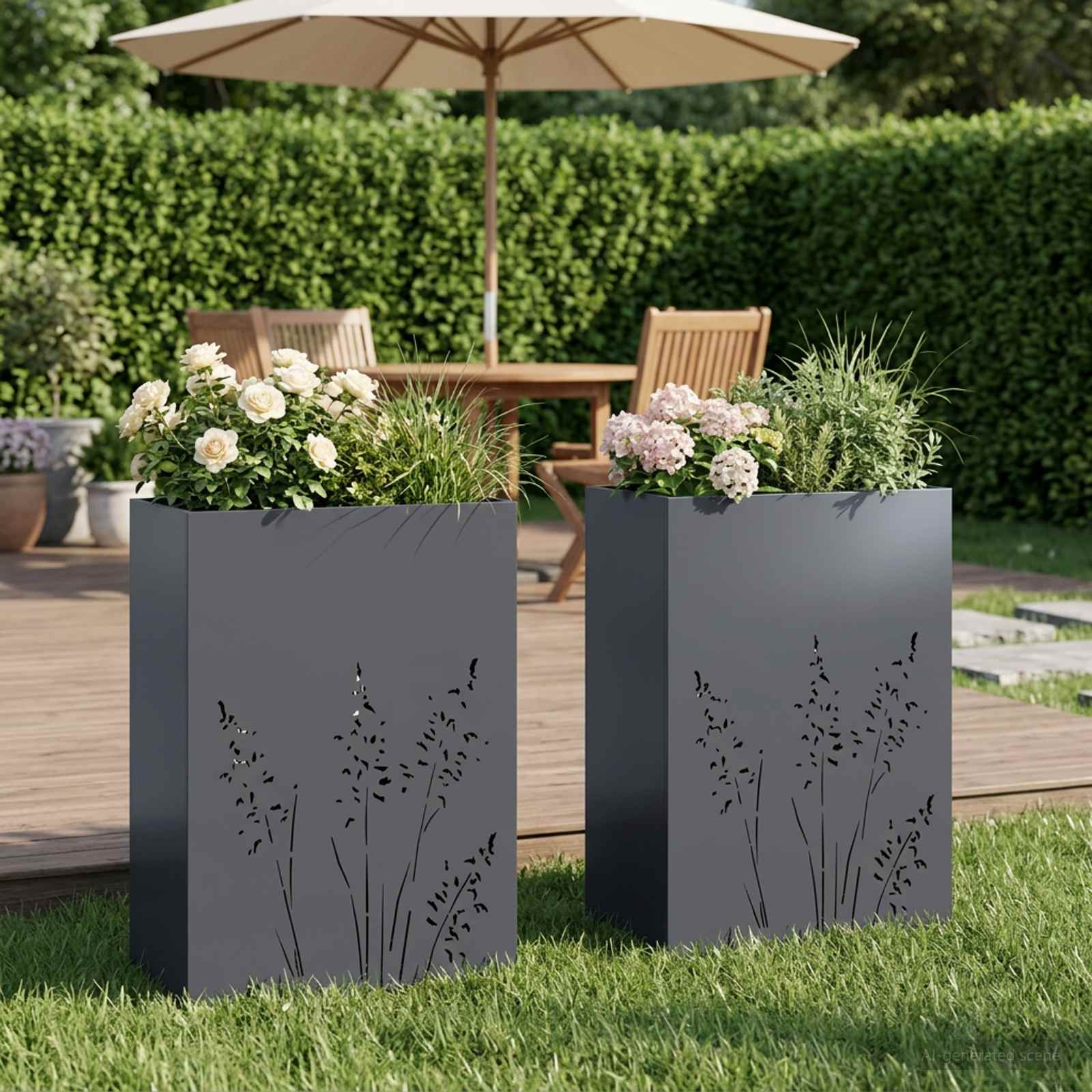 Garten-Pflanzgefäß 2 Stk. Anthrazit 50 x 30 x 75 cm