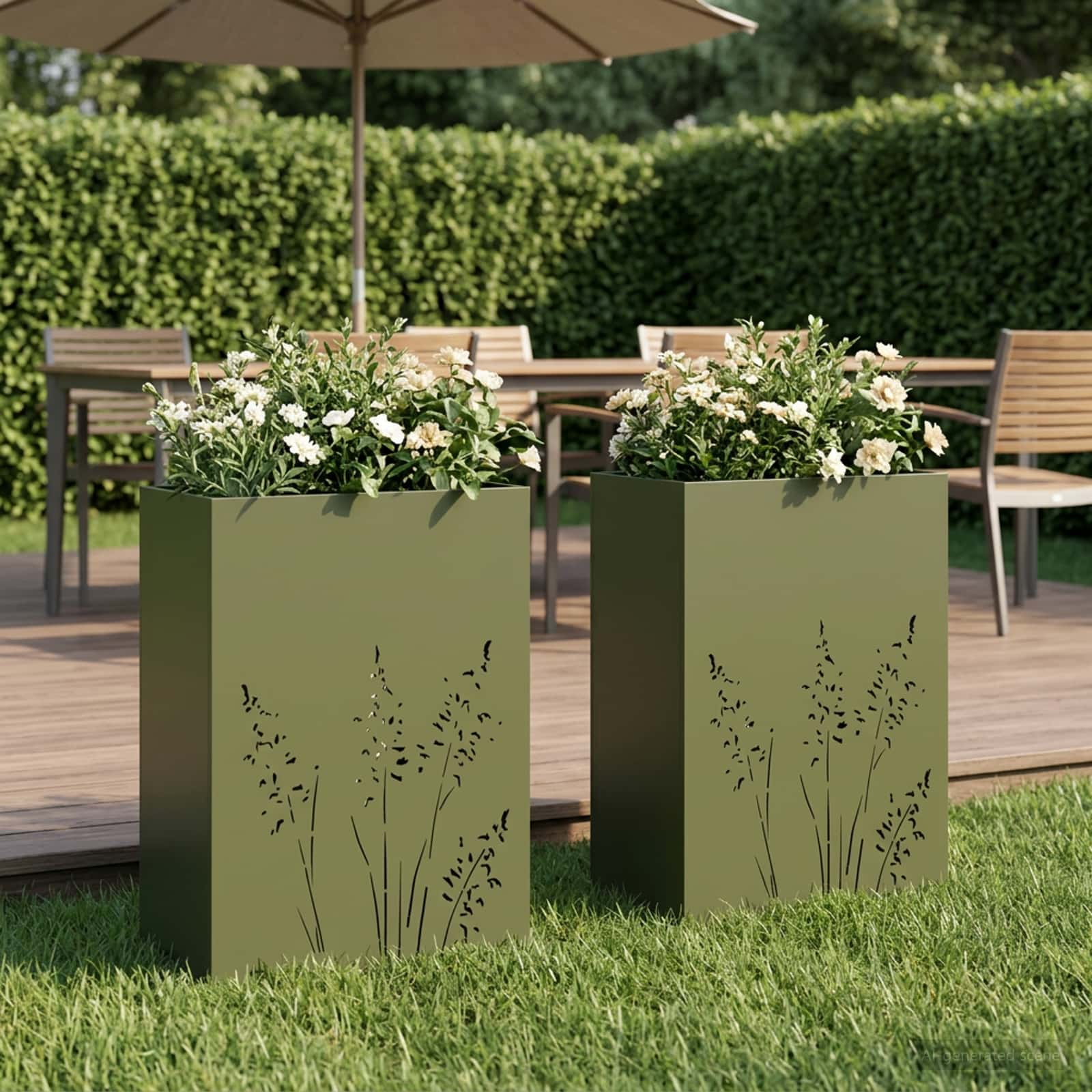 Garten-Pflanzgefäß 2 Stk. Olivgrün 50 x 30 x 75 cm