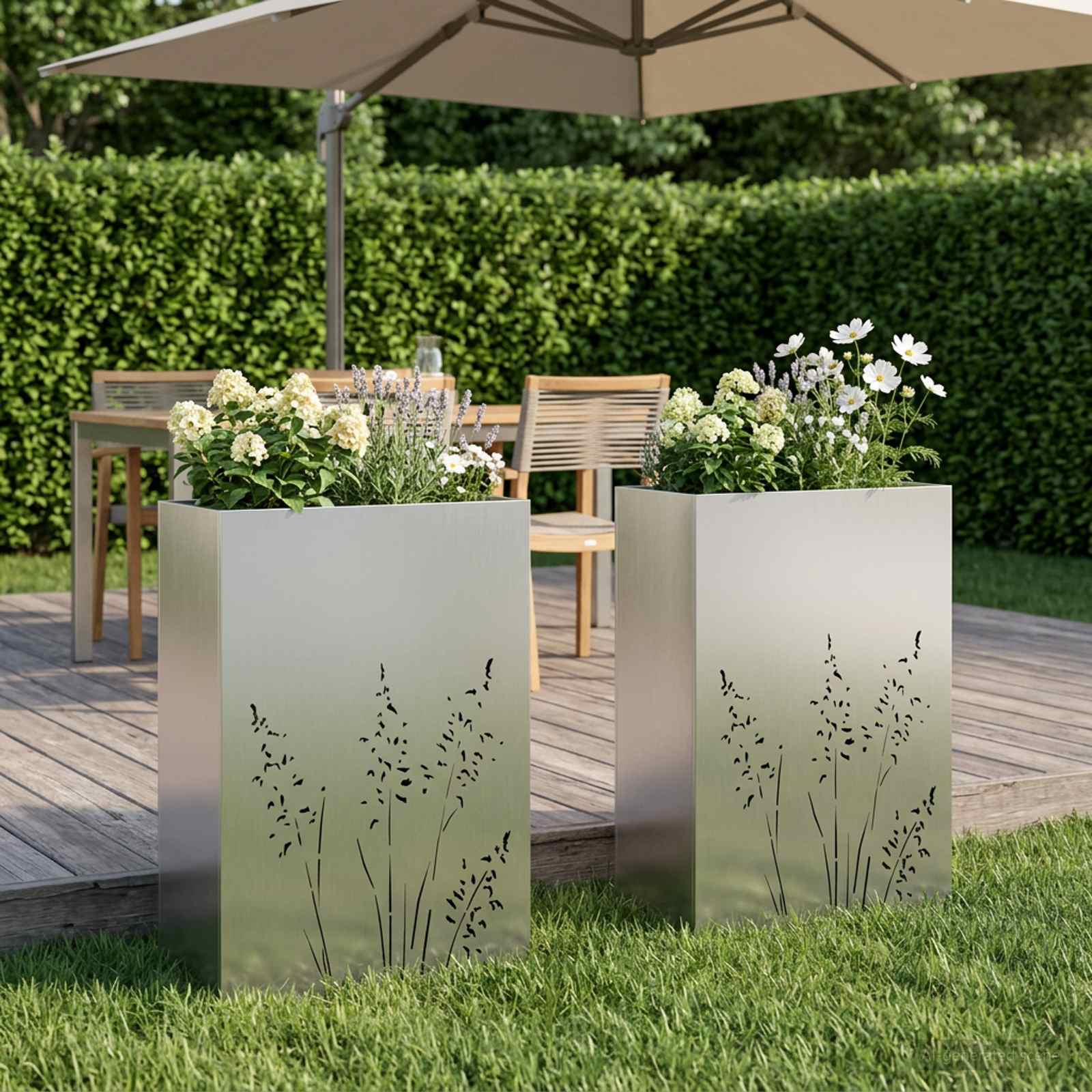 Garten-Pflanzgefäß 2 Stk. Silber 50 x 30 x 75 cm Edelstahl