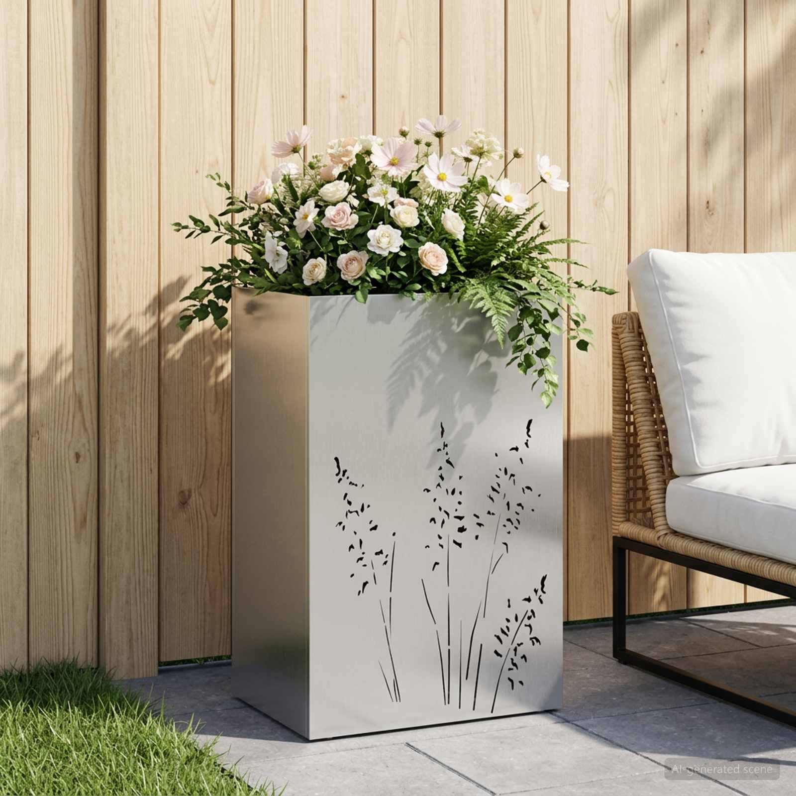 Garten-Pflanzgefäß Silber 50 x 30 x 75 cm Verzinkter Stahl