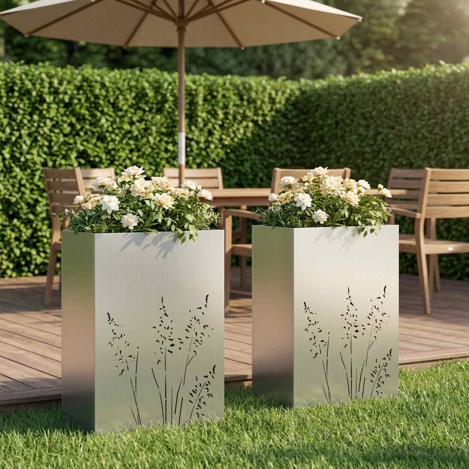 Garten-Pflanzgefäß 2 Stk. Silber 50 x 30 x 75 cm