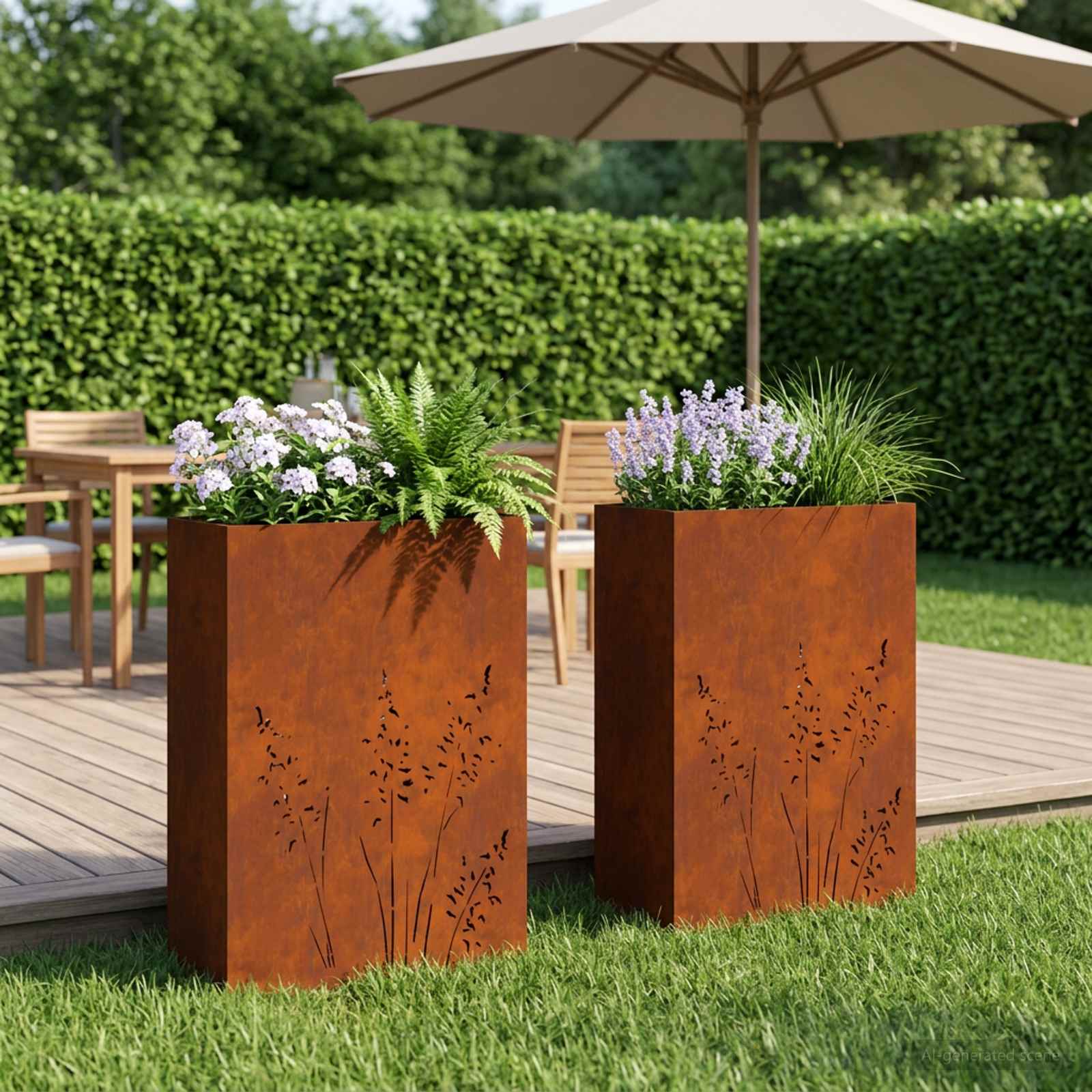 Garten-Pflanzgefäß 2 Stk. Rostoptik 50 x 30 x 75 cm