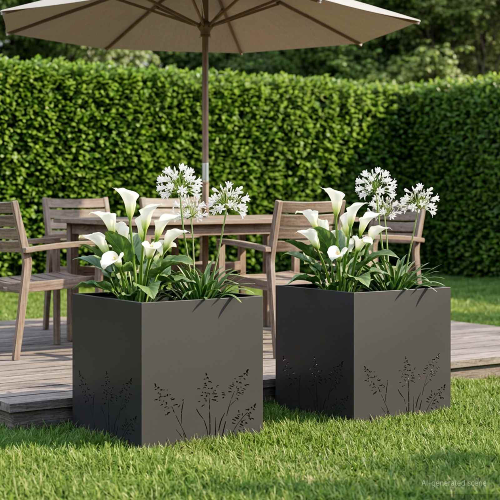 Garten-Pflanzgefäß 2 Stk. Schwarz 50 x 50 x 49 cm